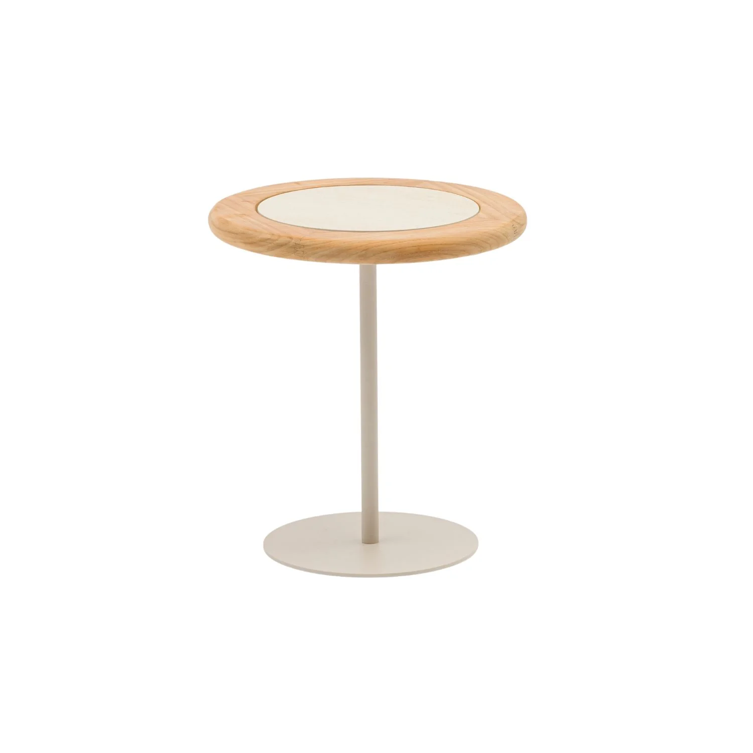 Alta II Beige  Side Table with Ceramic/Teak Top