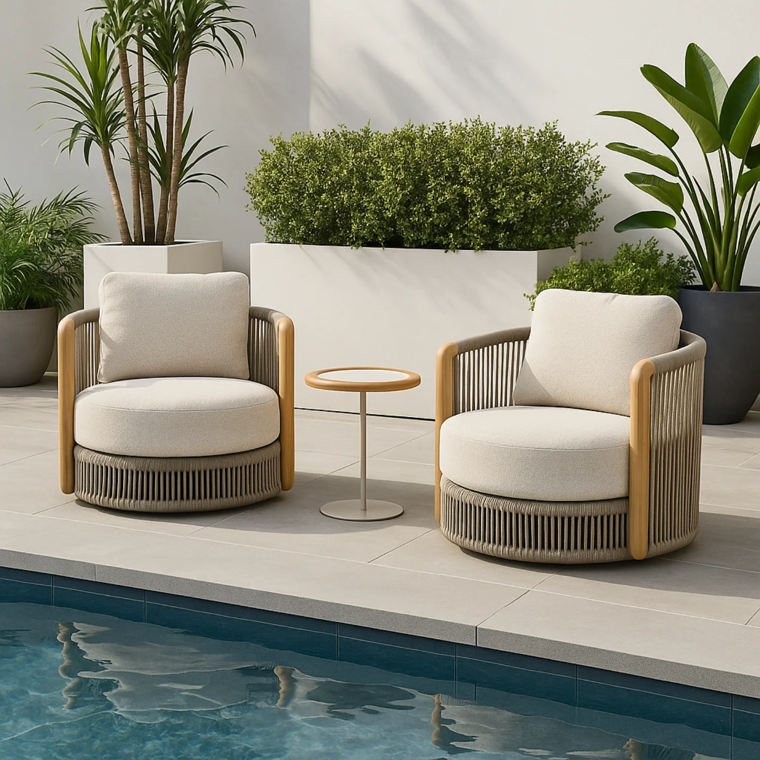 Alta II Outdoor Beige Swivel Chair - Image 2