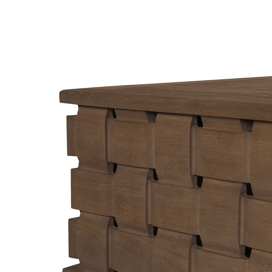 Arbor Weave Wood Coffee Table - Dark Brown - Image 3