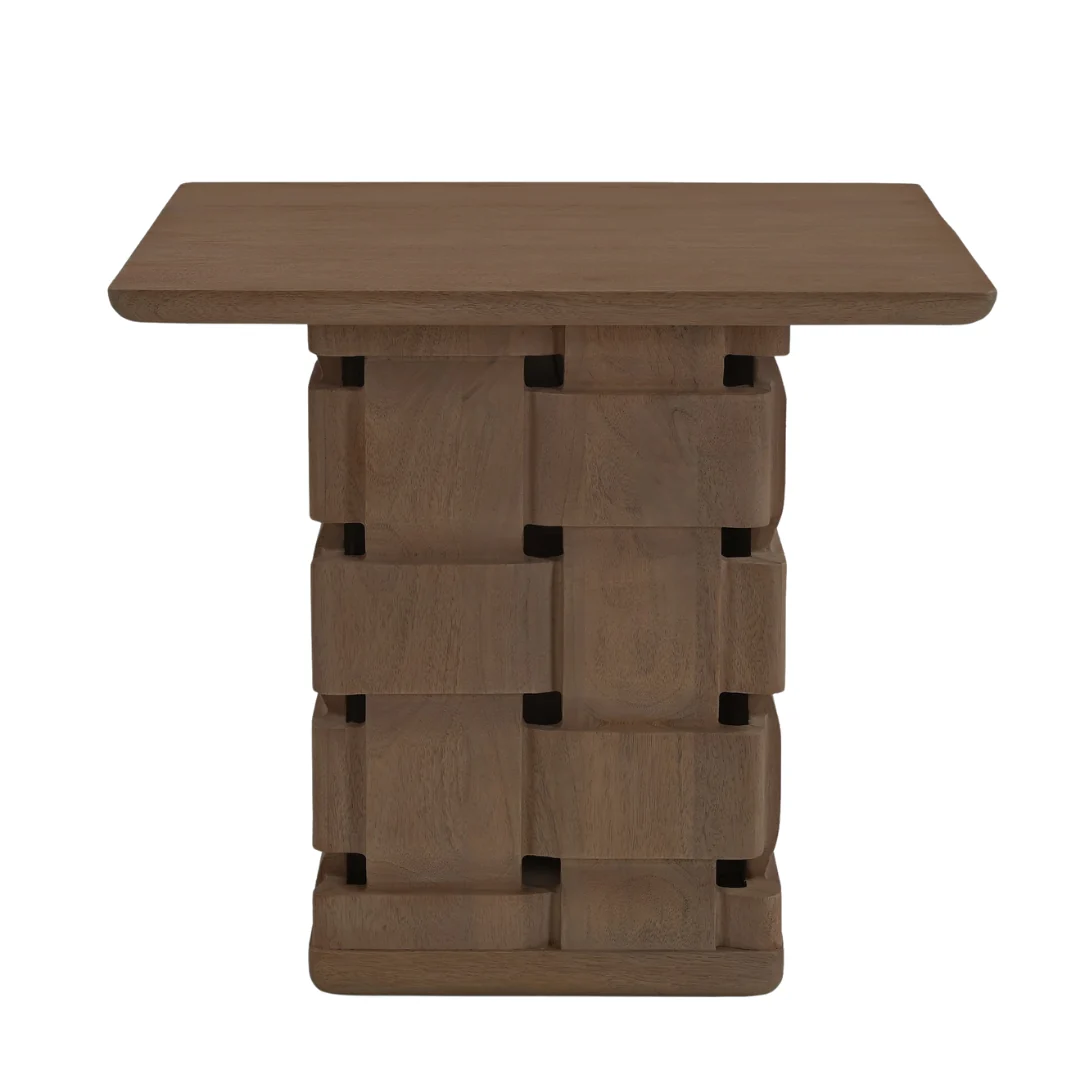 Arbor Weave Wood Side Table - Dark Brown - Image 2