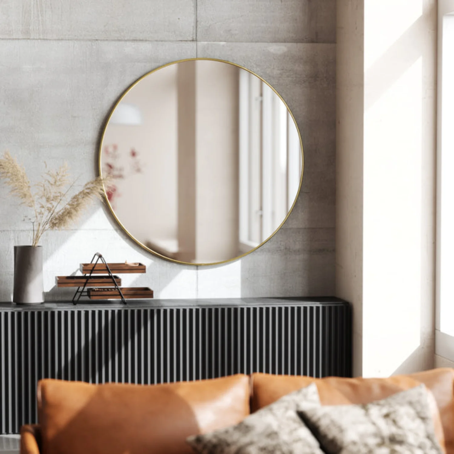 Arc Round Brass Mirror - Image 2