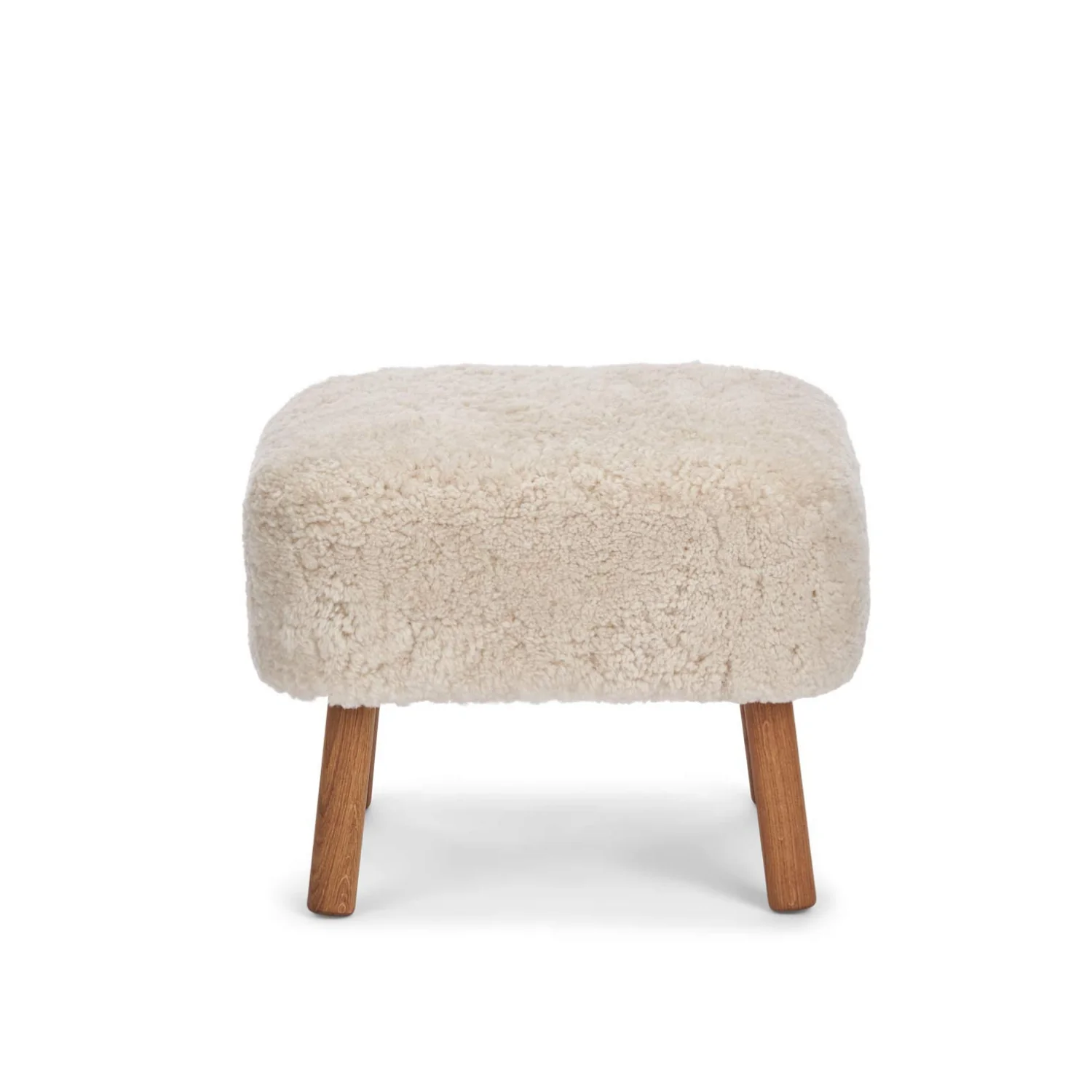 Arlberg Wool Sheepskin Ottoman - Pearl - Image 4