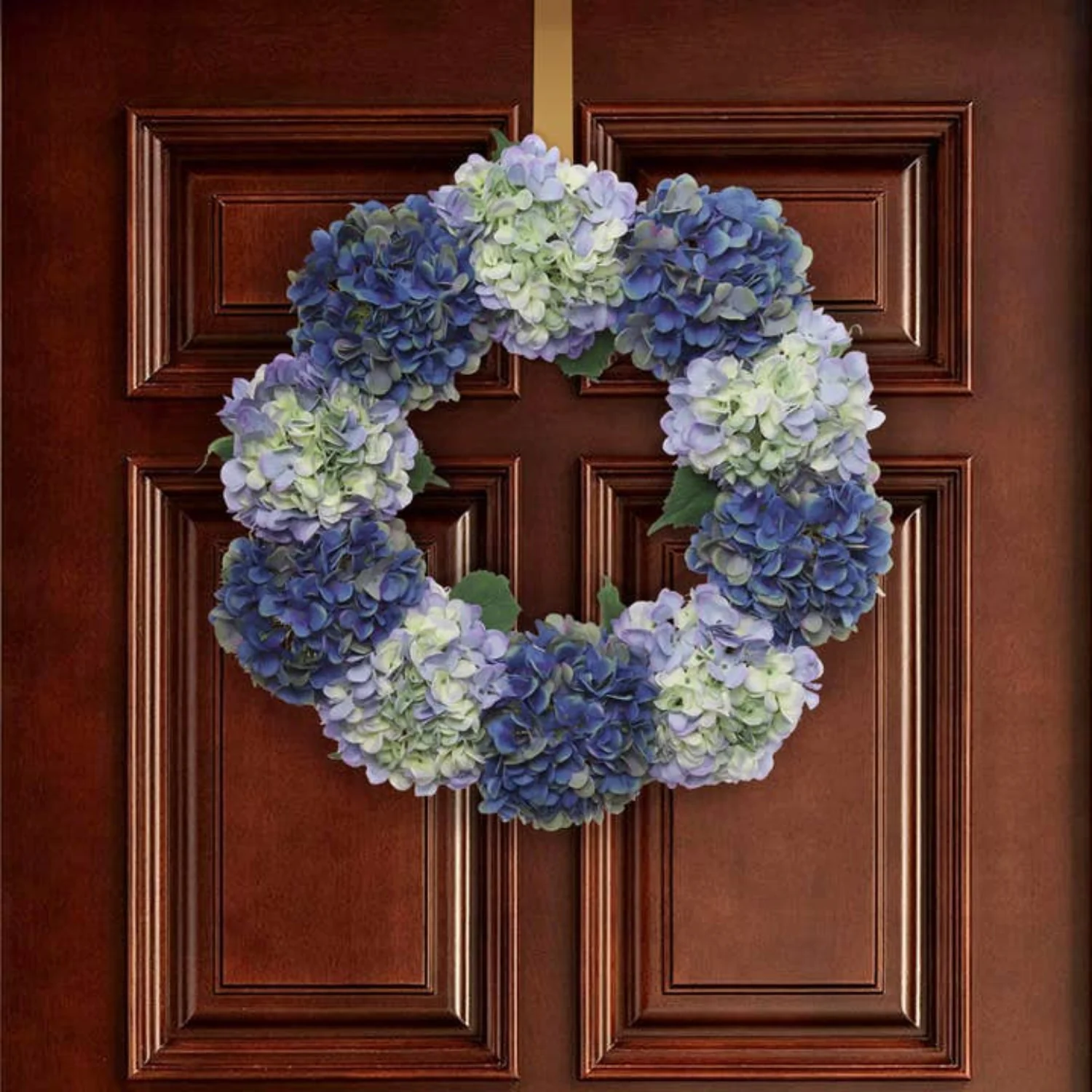 Artificial Hydrangea 24" Wreath - Midnight Blue - Image 4