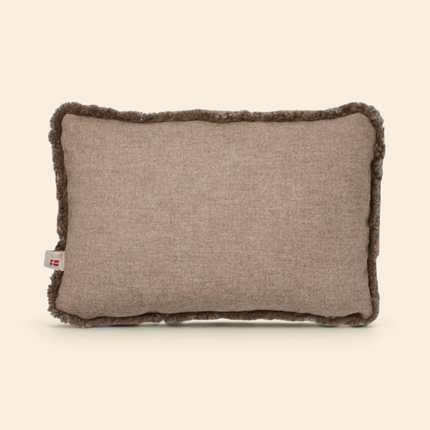 Astrid Reversible Sheepskin Kidney Toss Pillow - Beige/Taupe - Image 2