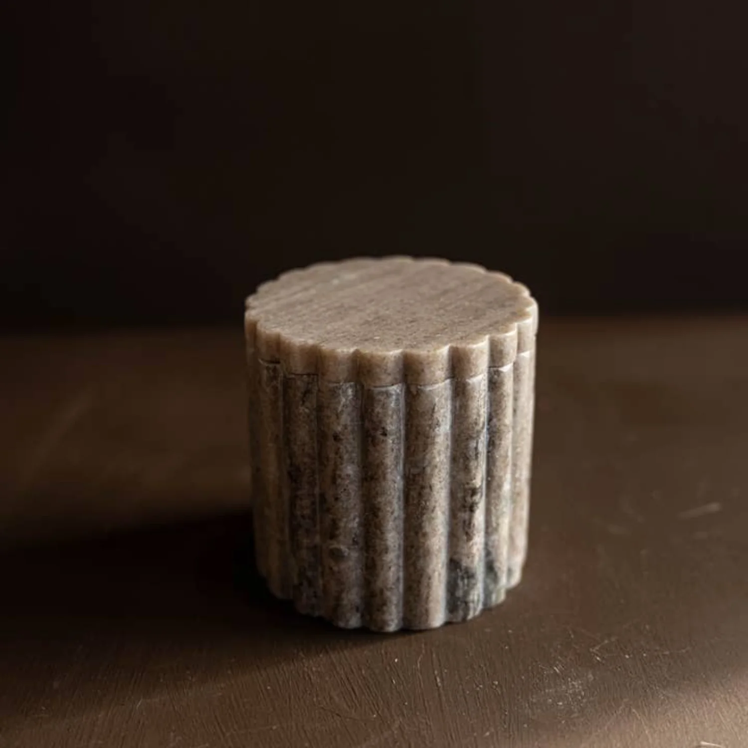 Beige/Grey Marble Fluted Jar