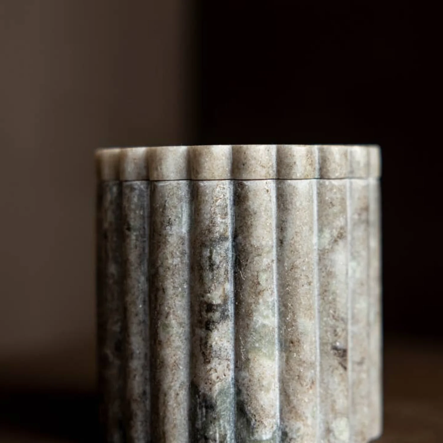 Beige/Grey Marble Fluted Jar - Image 6