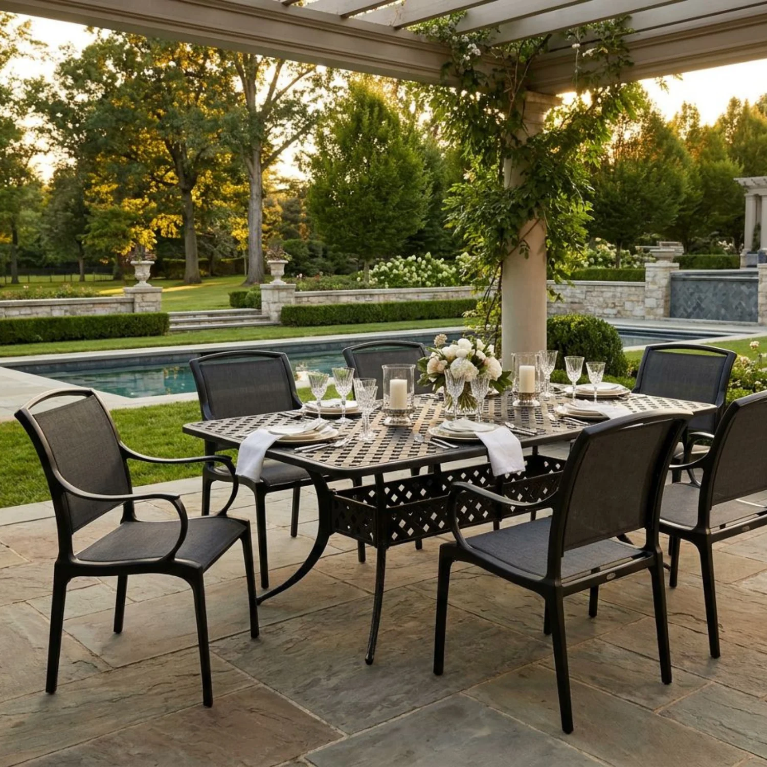 Biltmore Black Cast Aluminum Dining Set - Image 2