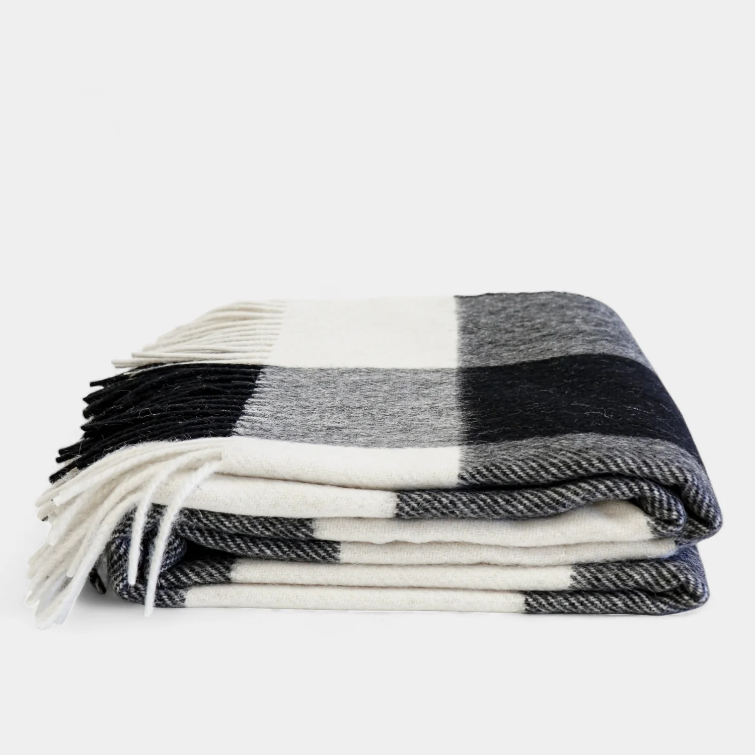 Buffalo Check Black/Ivory Alpaca Wool Throw - Image 5