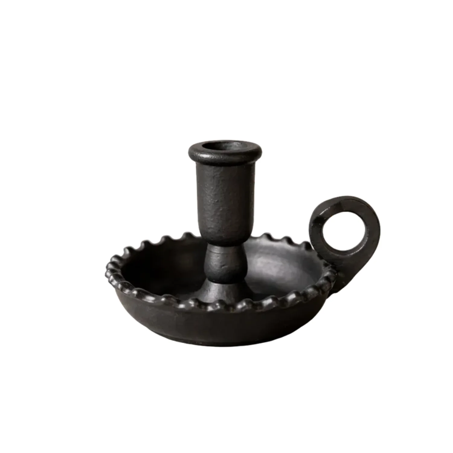 Black Scalloped Iron Candlestick Holder - Image 3