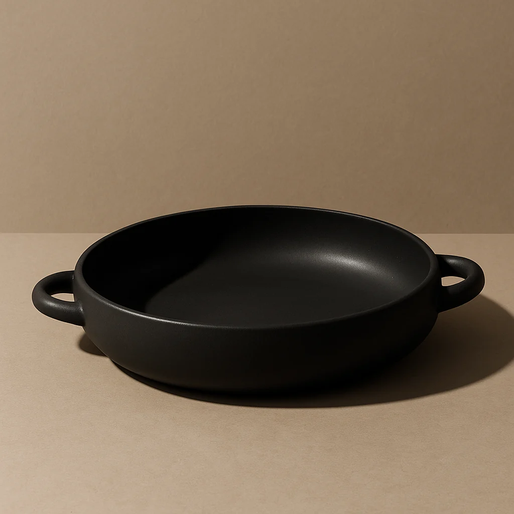 Black Stoneware Serving Platter w/ Handles