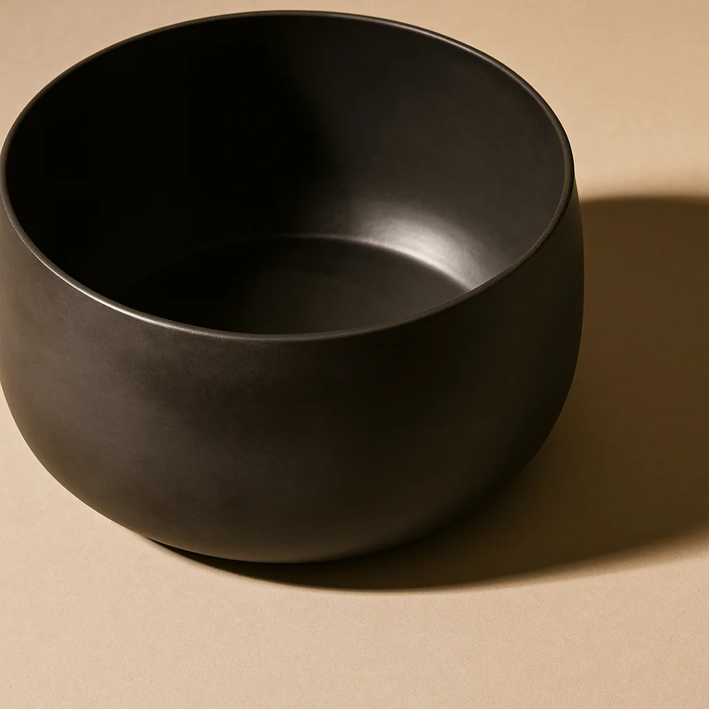 Matte Black Stoneware 9" Tall Serving Bowl - Image 2