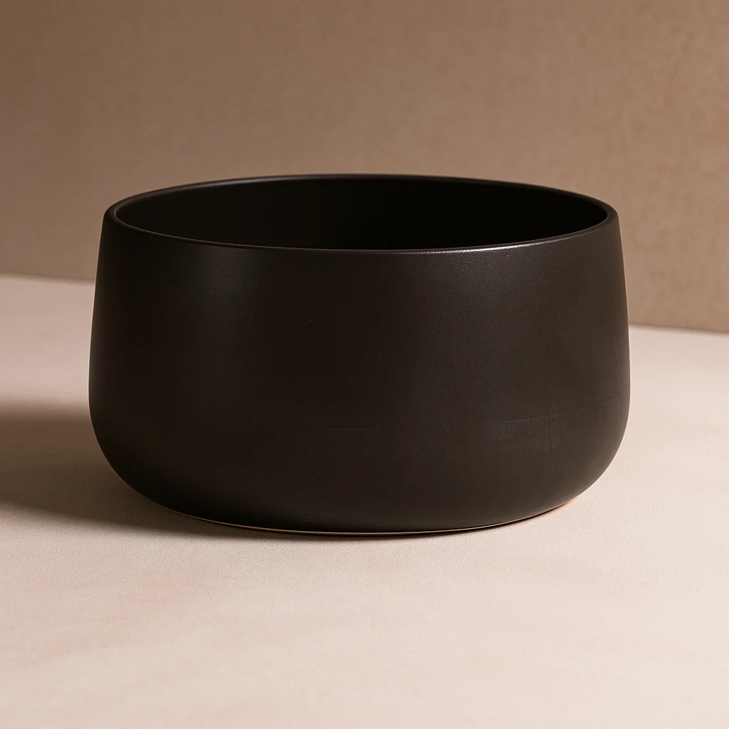 Matte Black Stoneware 9" Tall Serving Bowl - Image 4