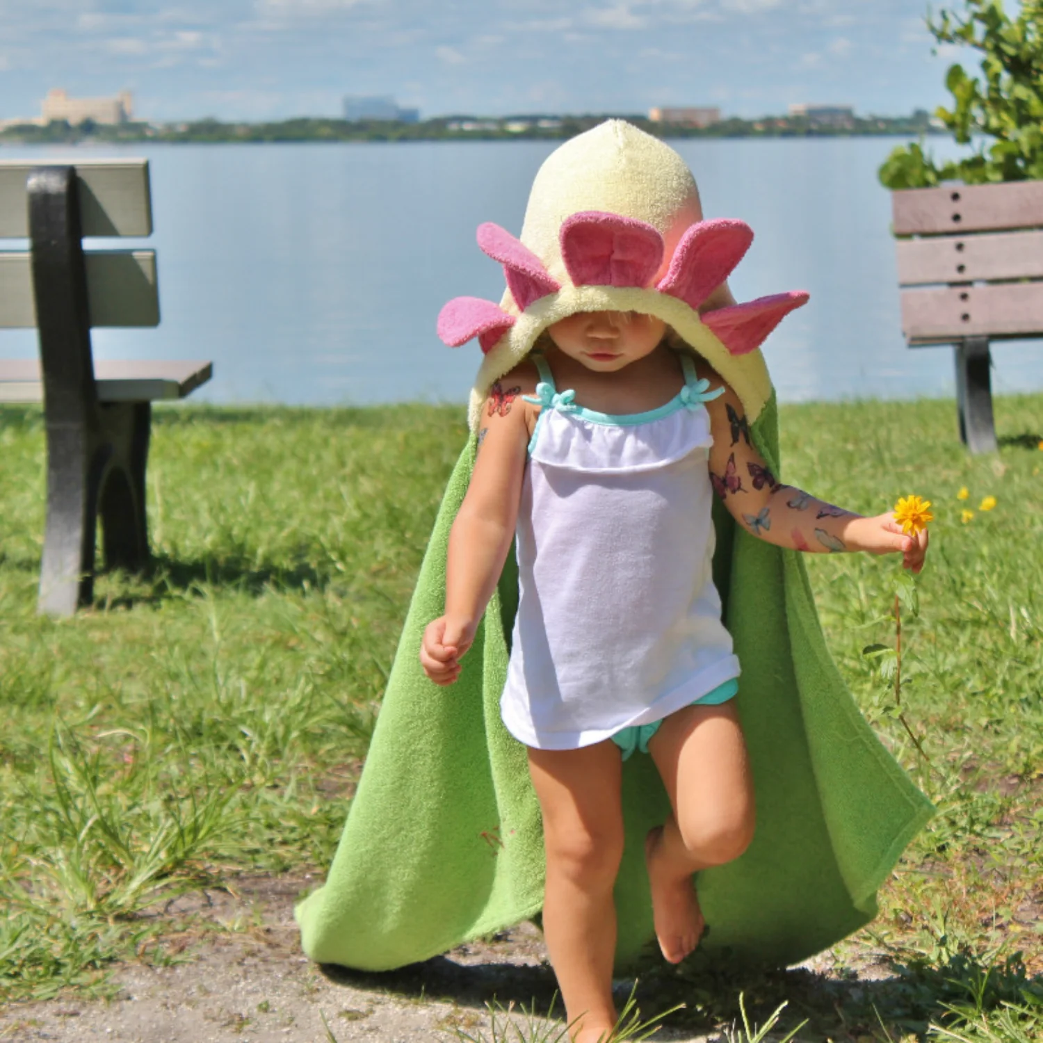Blushing Blossom Kids Hooded Cotton Towel (2-8 YRS) - Image 2