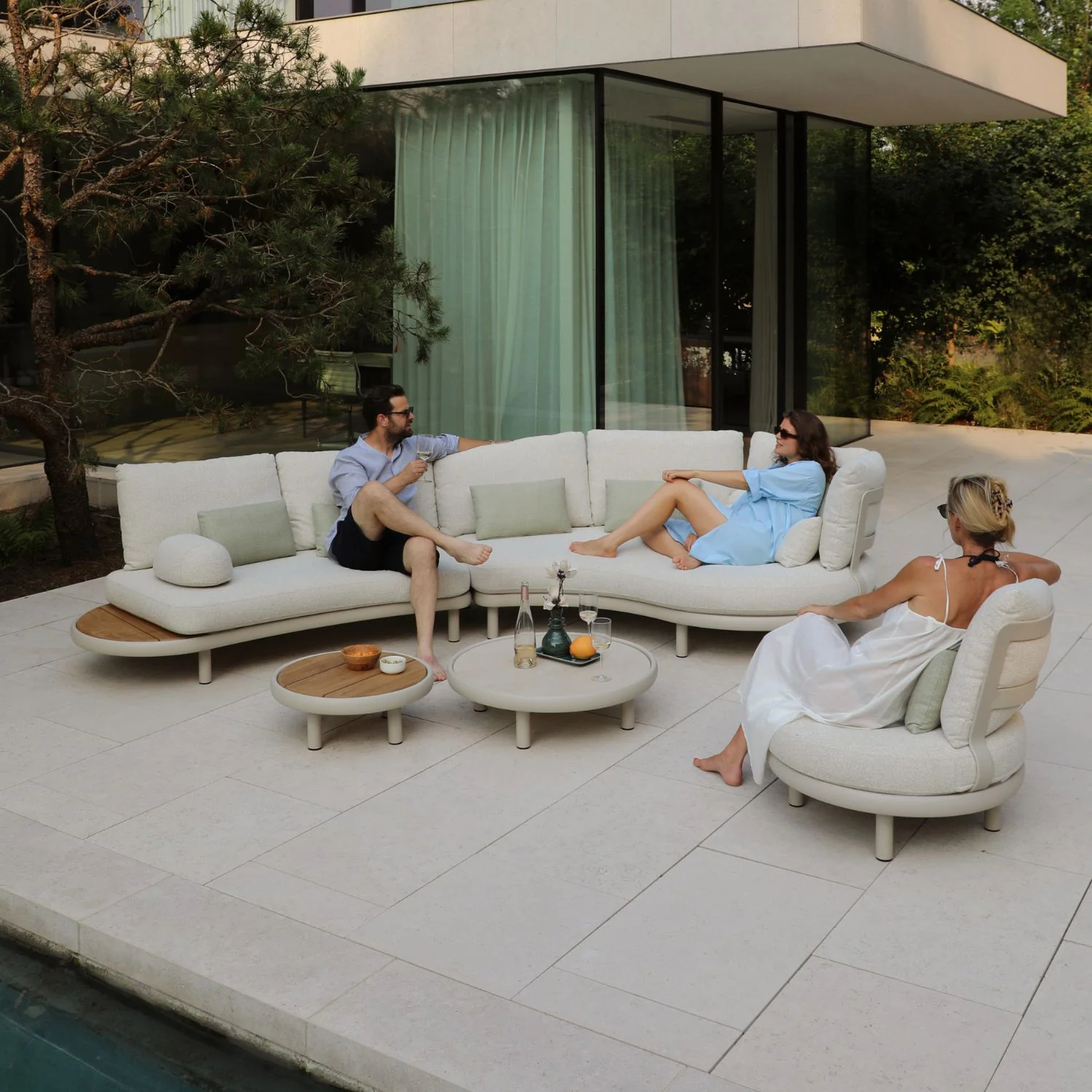 Bondi Curve Beige 5-Seat Modular Sofa - Image 2