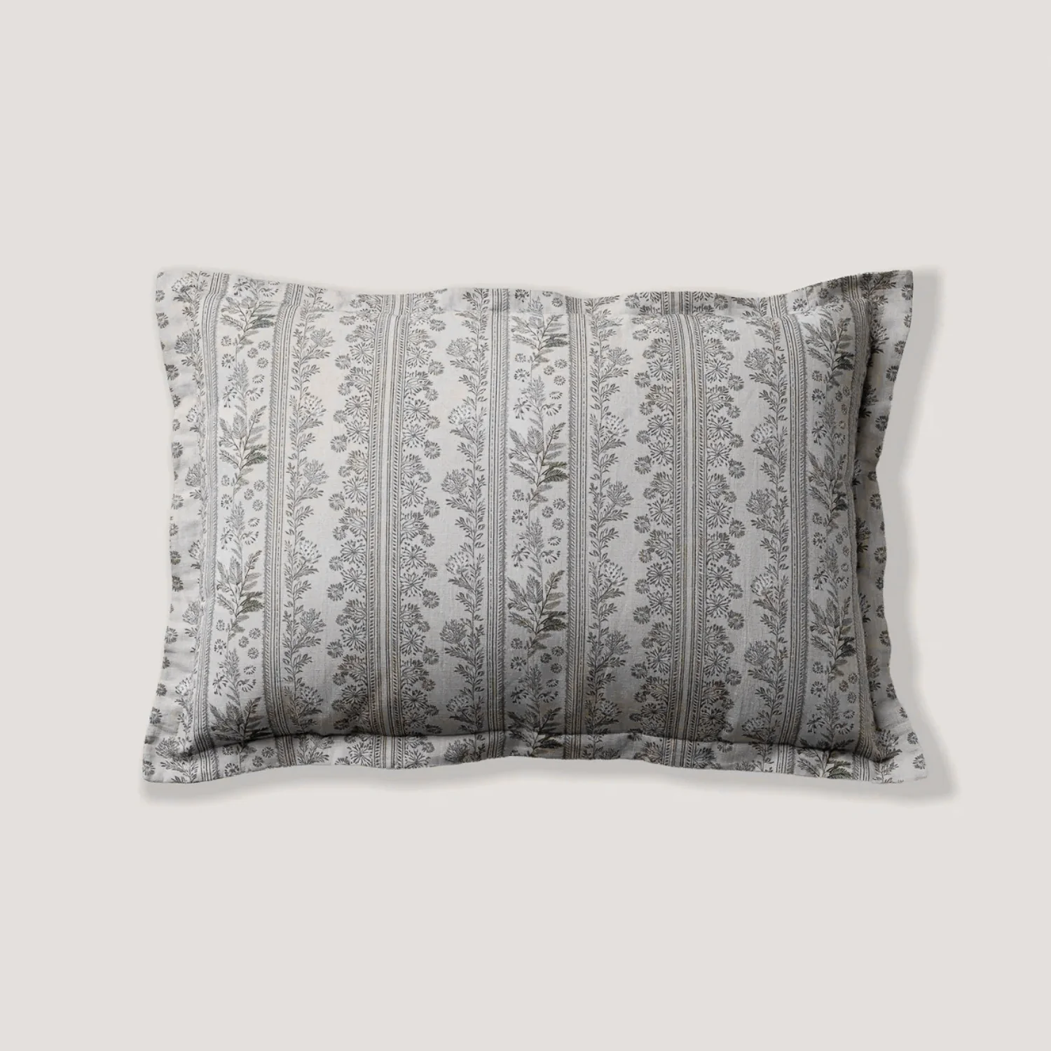 Braeside Garden Linen Block Print Kidney Toss Pillow