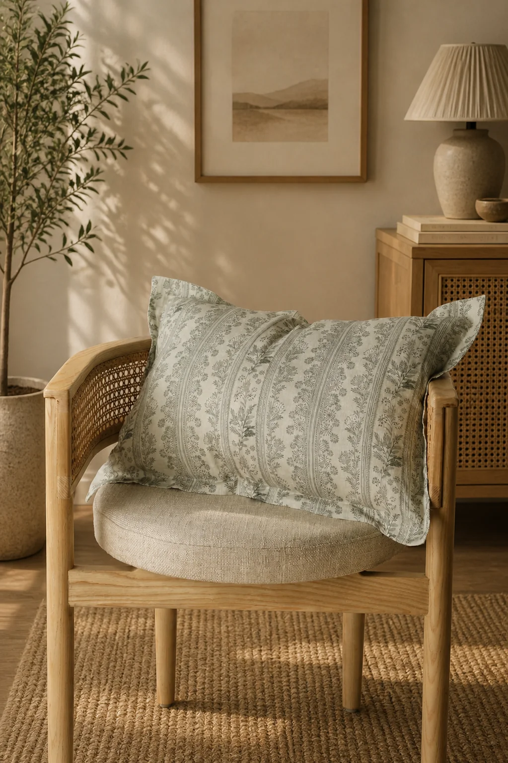 Braeside Garden Linen Block Print Kidney Toss Pillow - Image 5