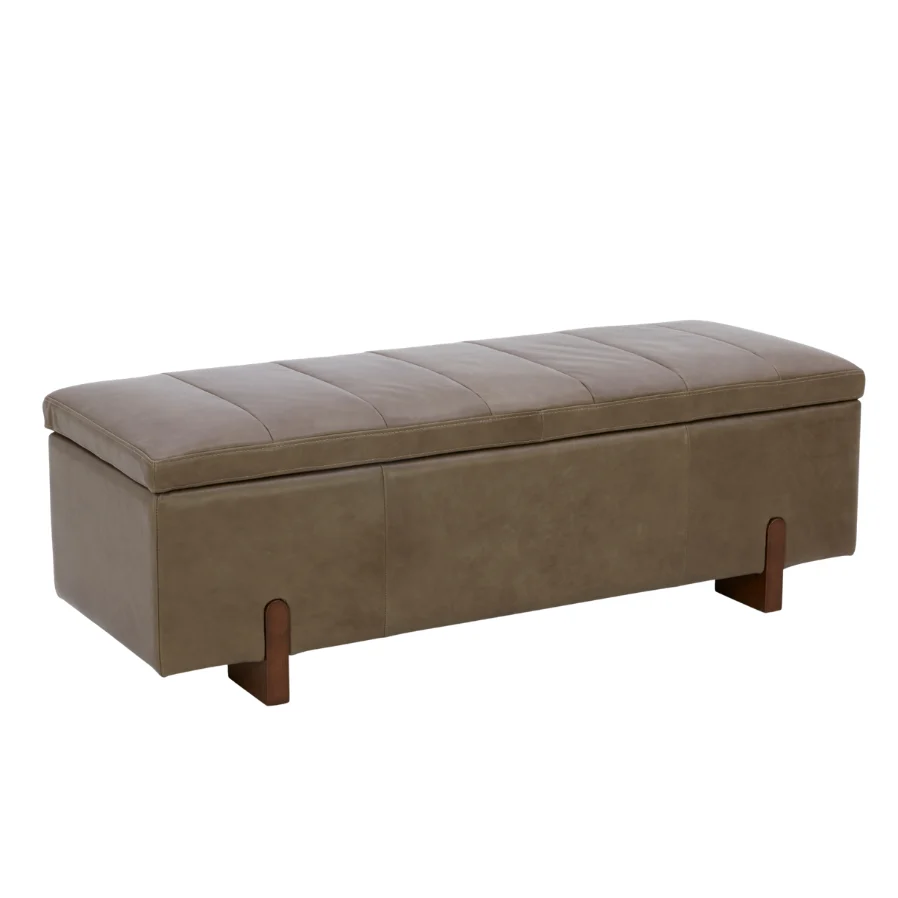 Broadview Storage Bench - Concord Pewter Leather