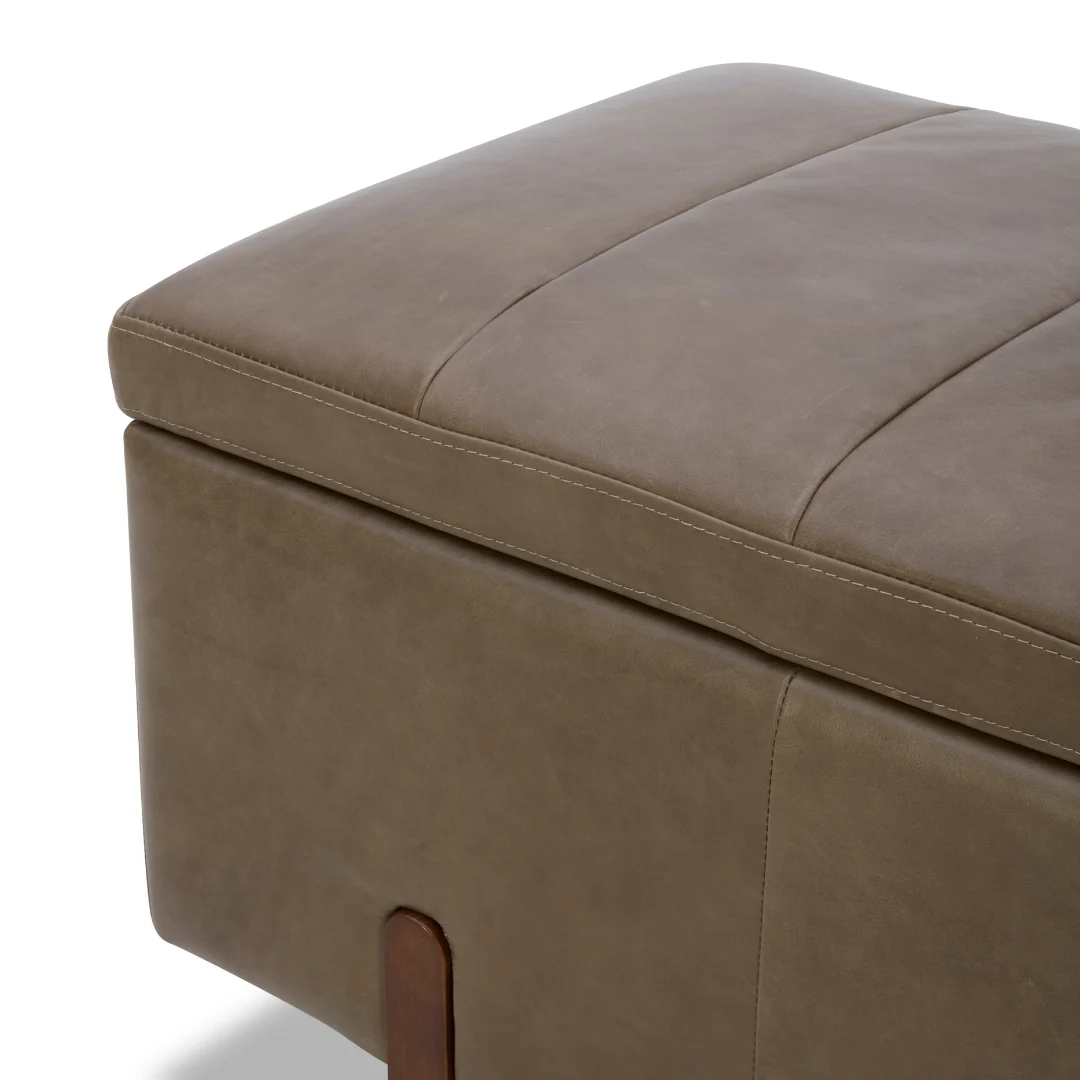 Broadview Storage Bench - Concord Pewter Leather - Image 10