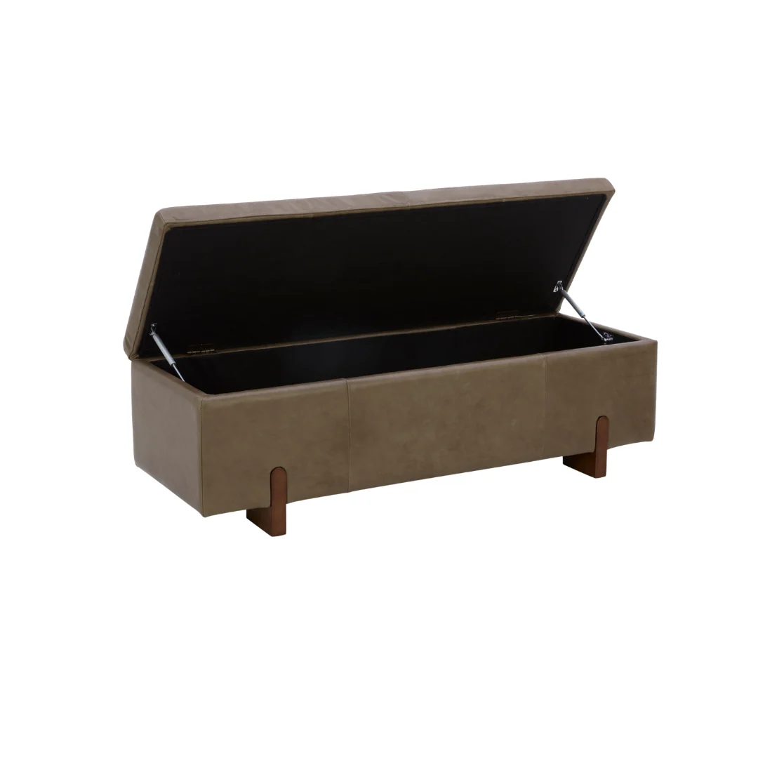 Broadview Storage Bench - Concord Pewter Leather - Image 2