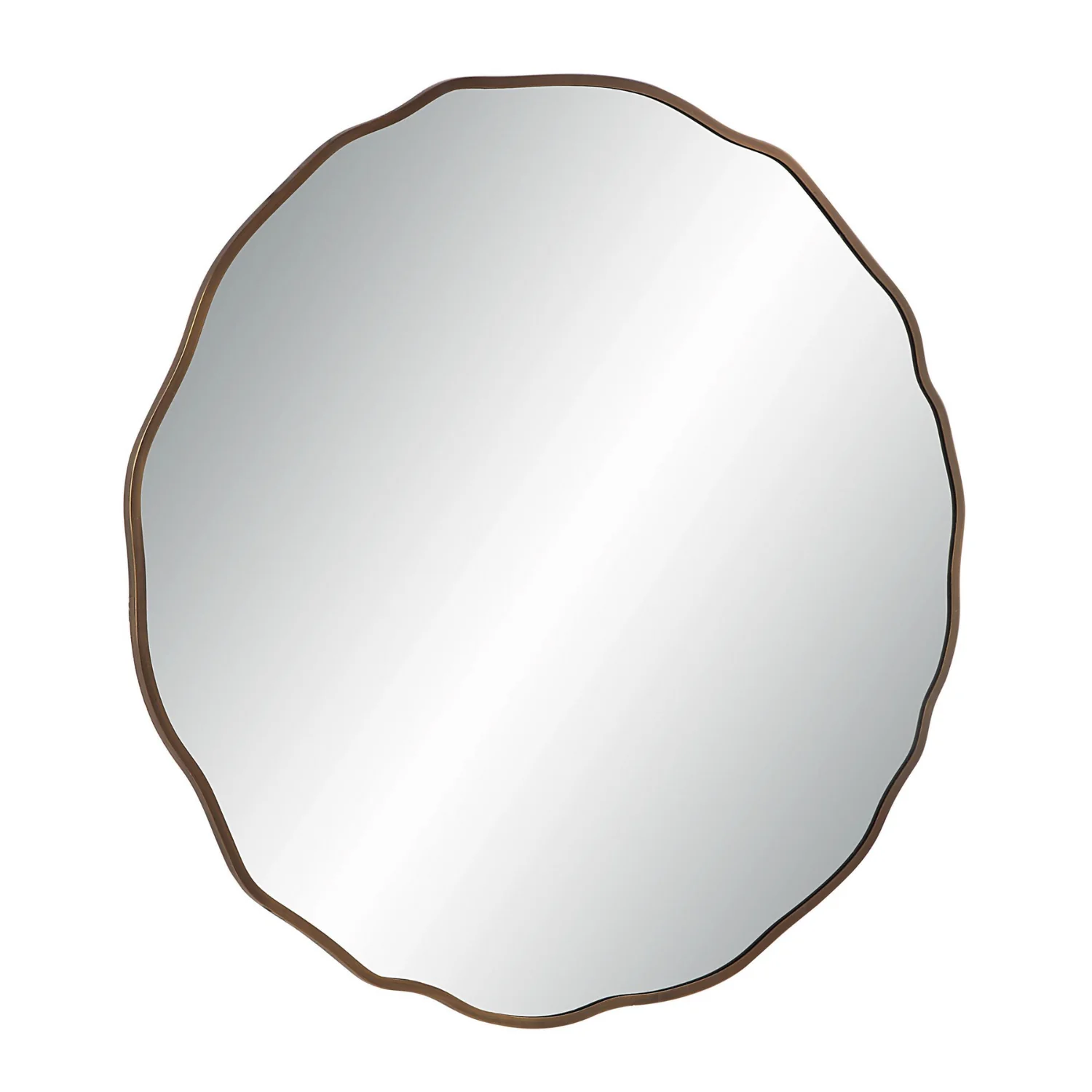 Bubble Brushed Brass Round Mirror - Image 2