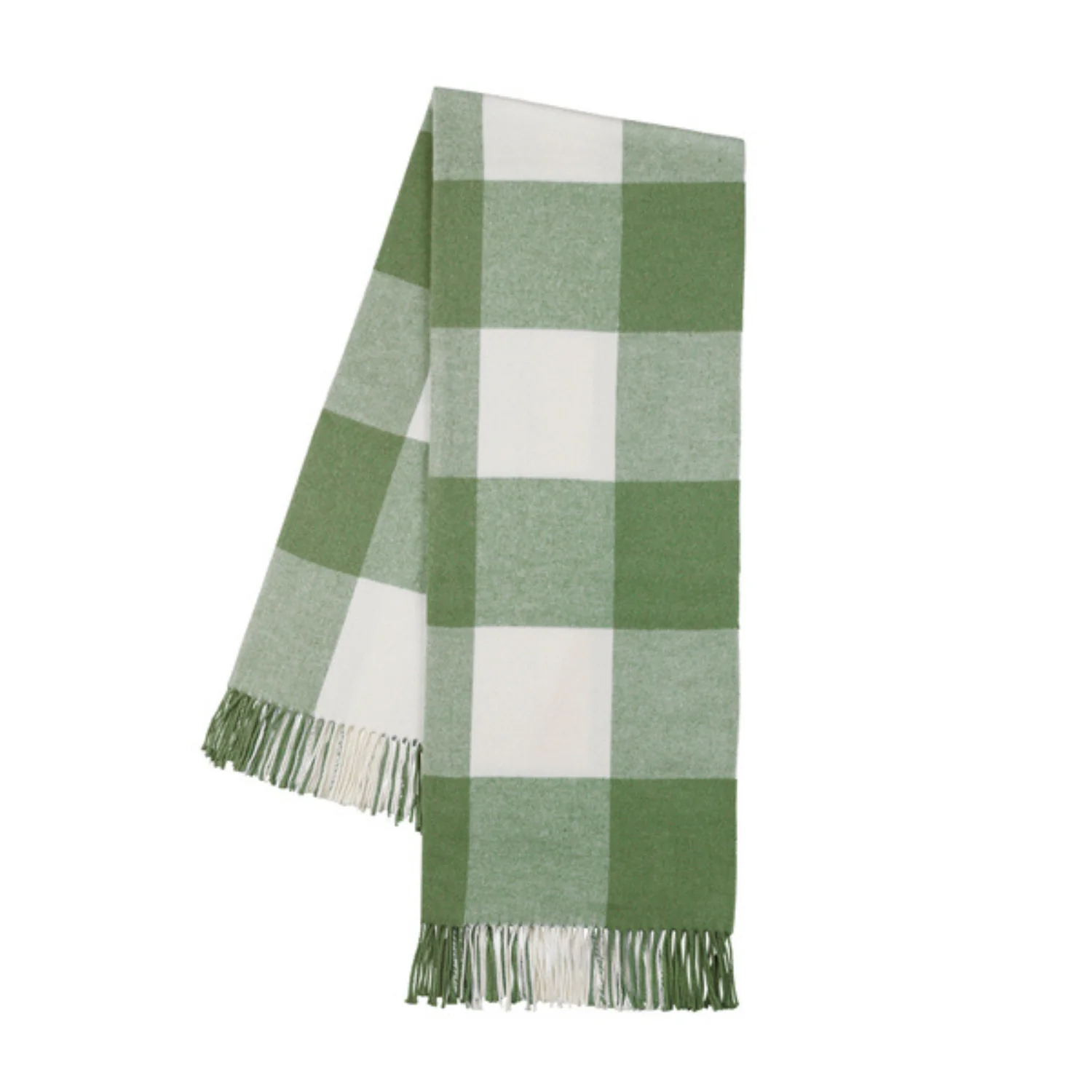 Buffalo Check Fringe Throw Blanket - Olive - Image 3