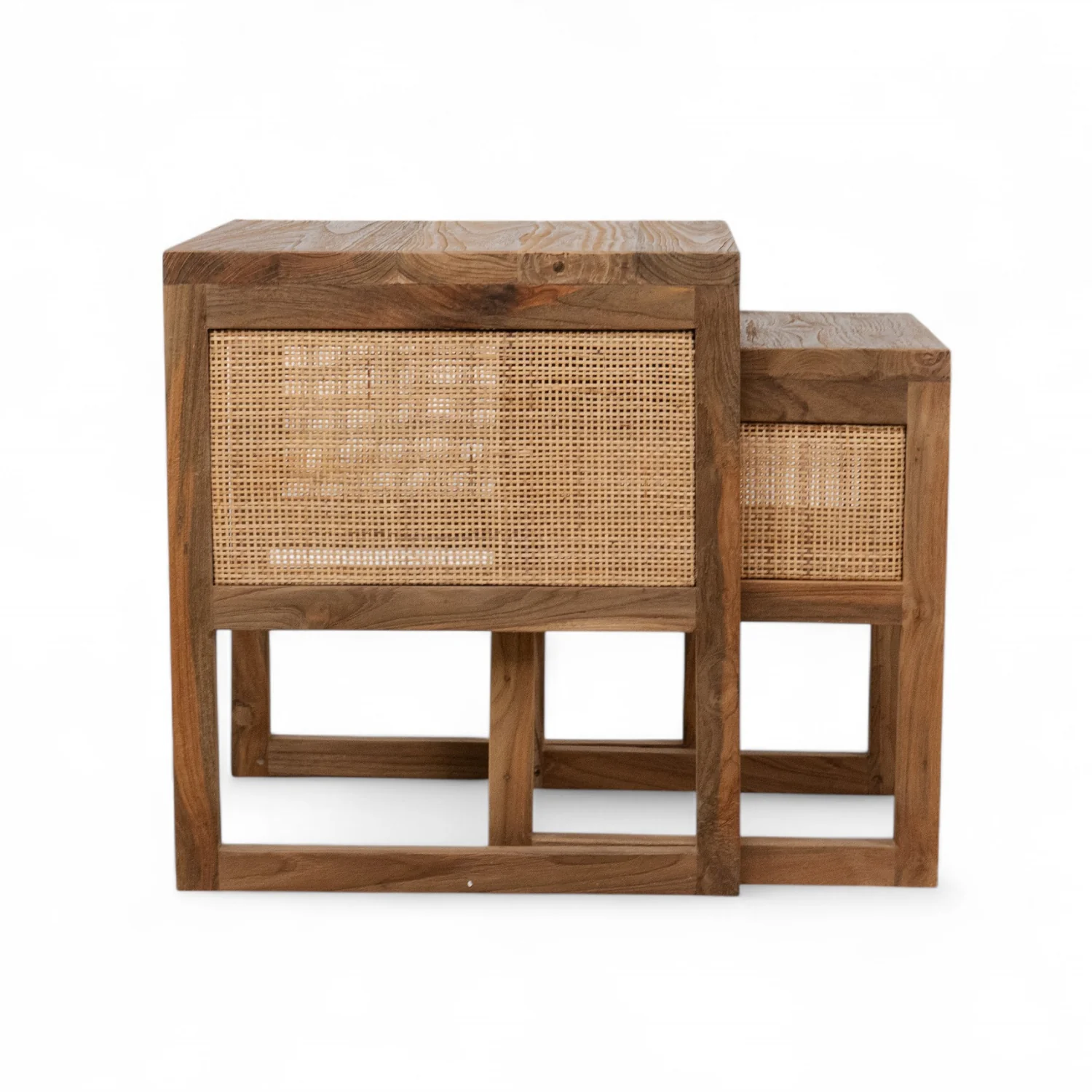 Cannes Rustic Teak Wood Nesting Side Table (Set of 2) - Image 6