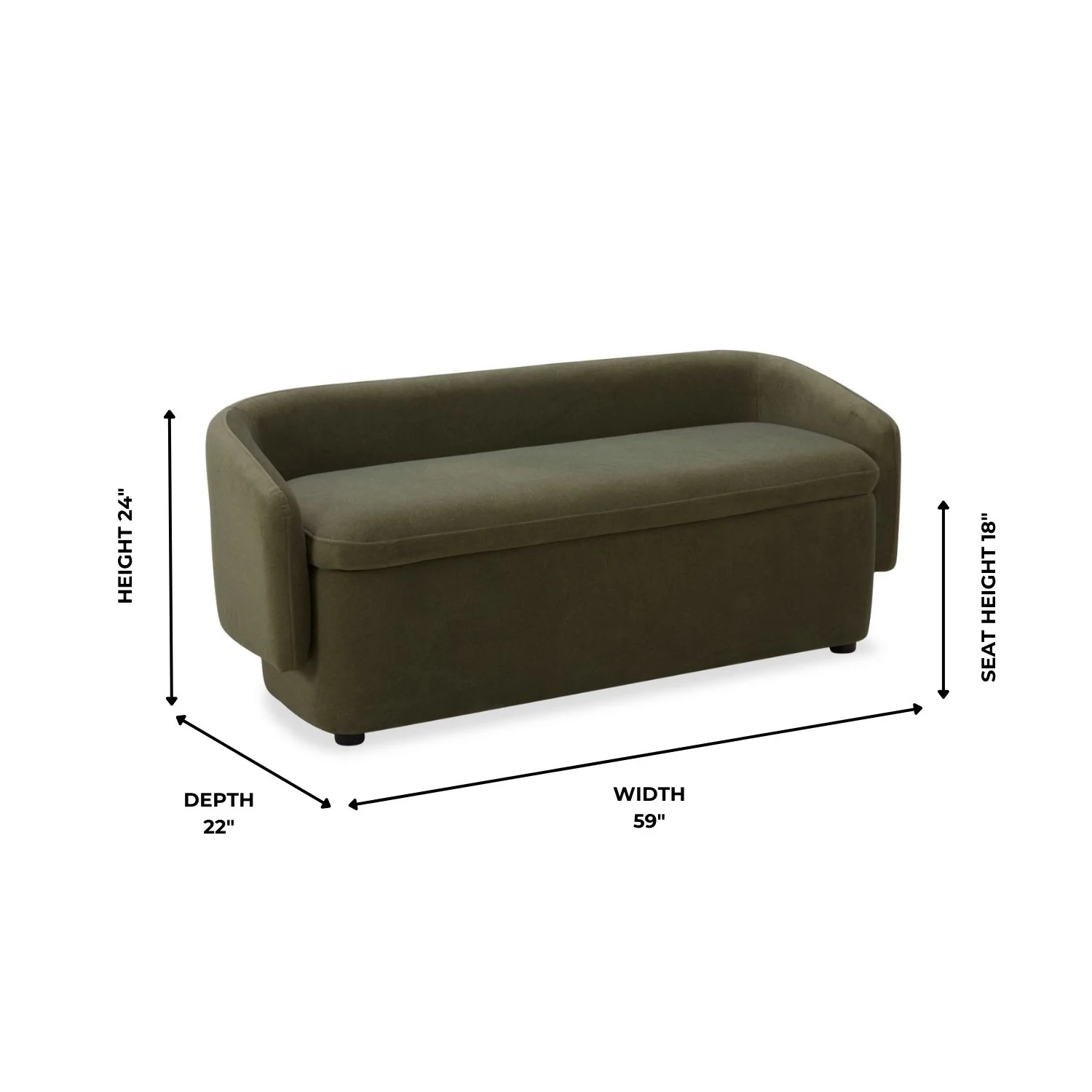 Capri Storage Bench - Forest Green Matte Velvet - Image 14