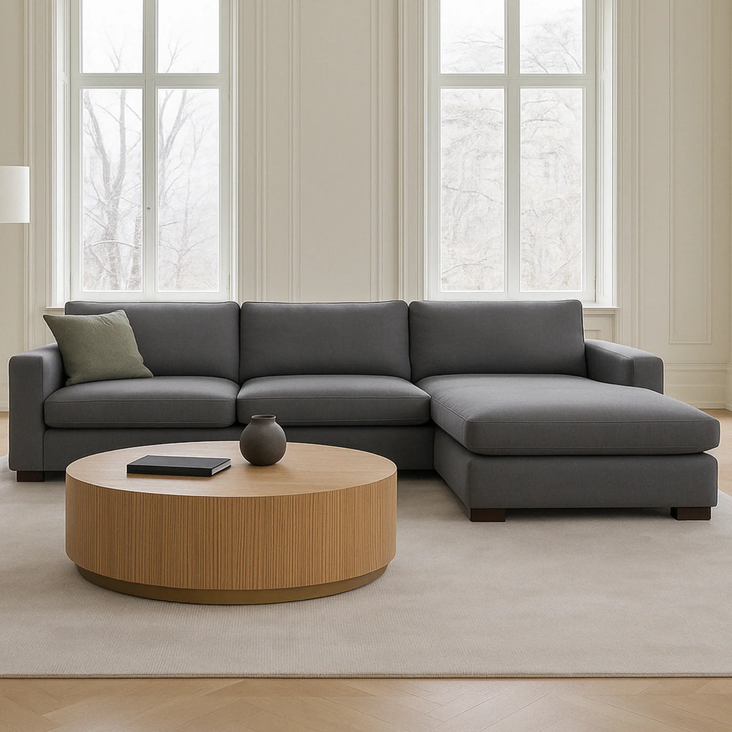 Charlestown 124" Chaise Sectional - Graphite Matte Velvet - Image 2
