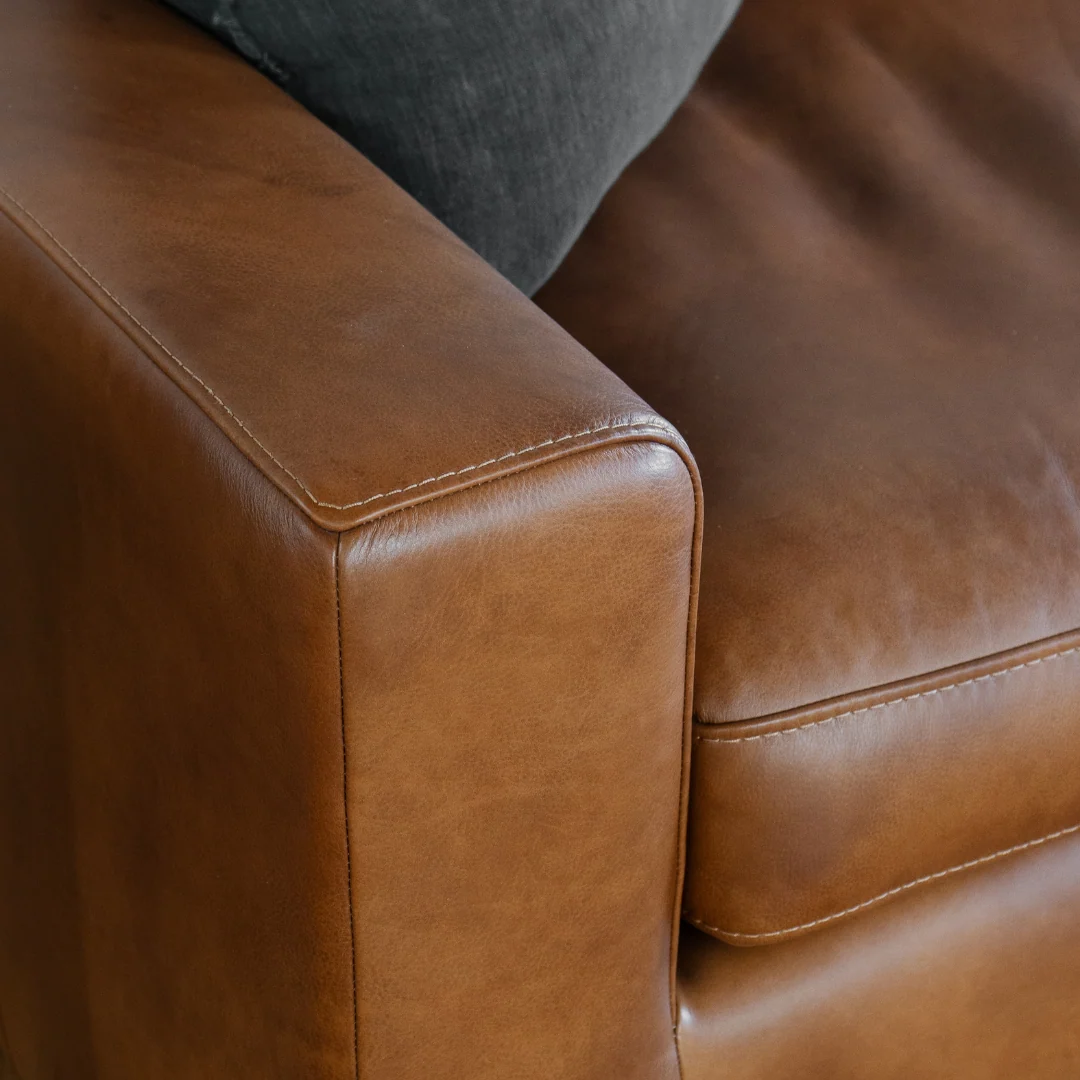 Charlestown 124" Chaise Sectional - Camel Leather - Image 6