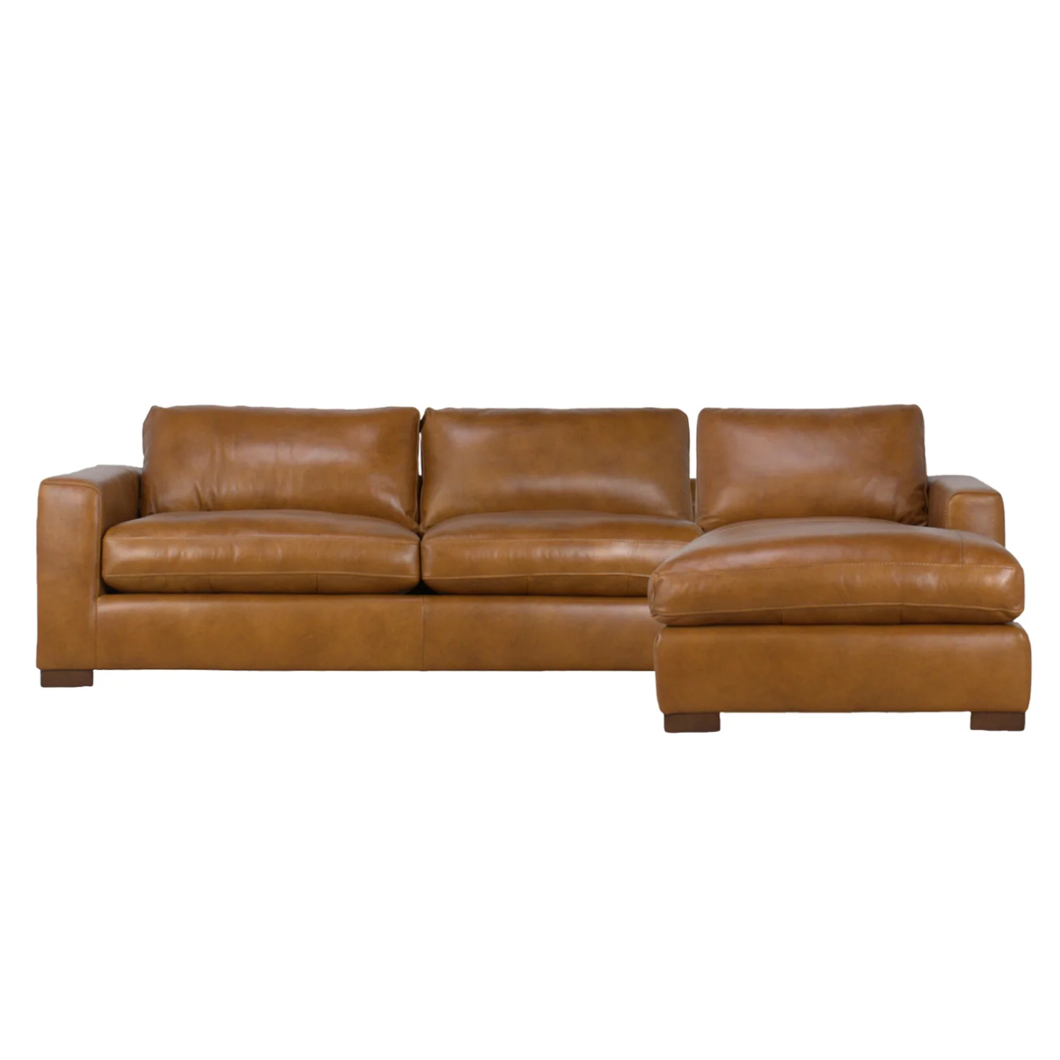 Charlestown 124" Chaise Sectional - Camel Leather - Image 7