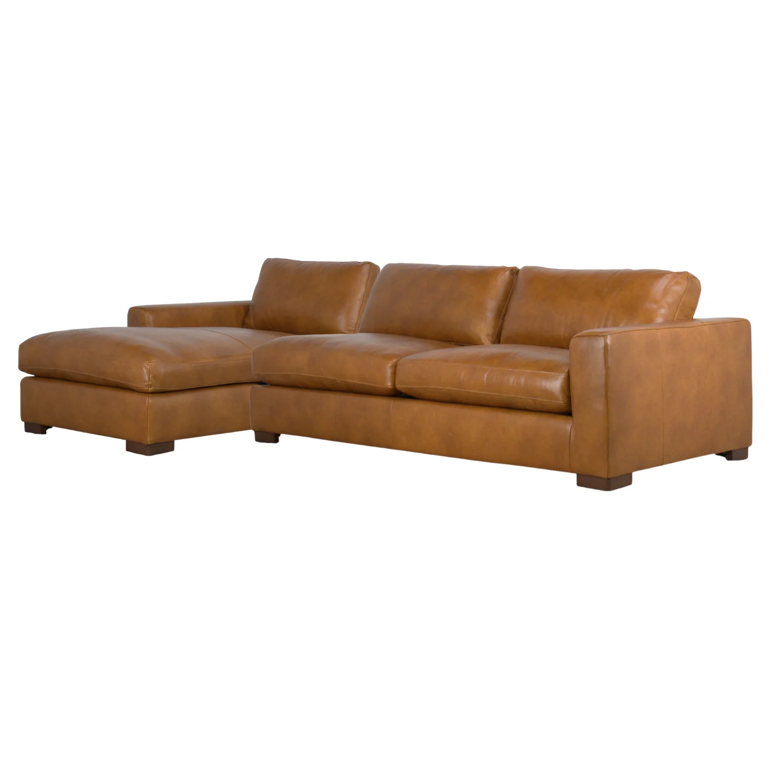 Charlestown 124" Chaise Sectional - Camel Leather - Image 8