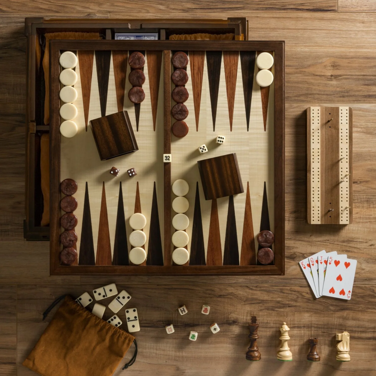 Chess 7-in-1 Walnut Game Board Set - Image 3