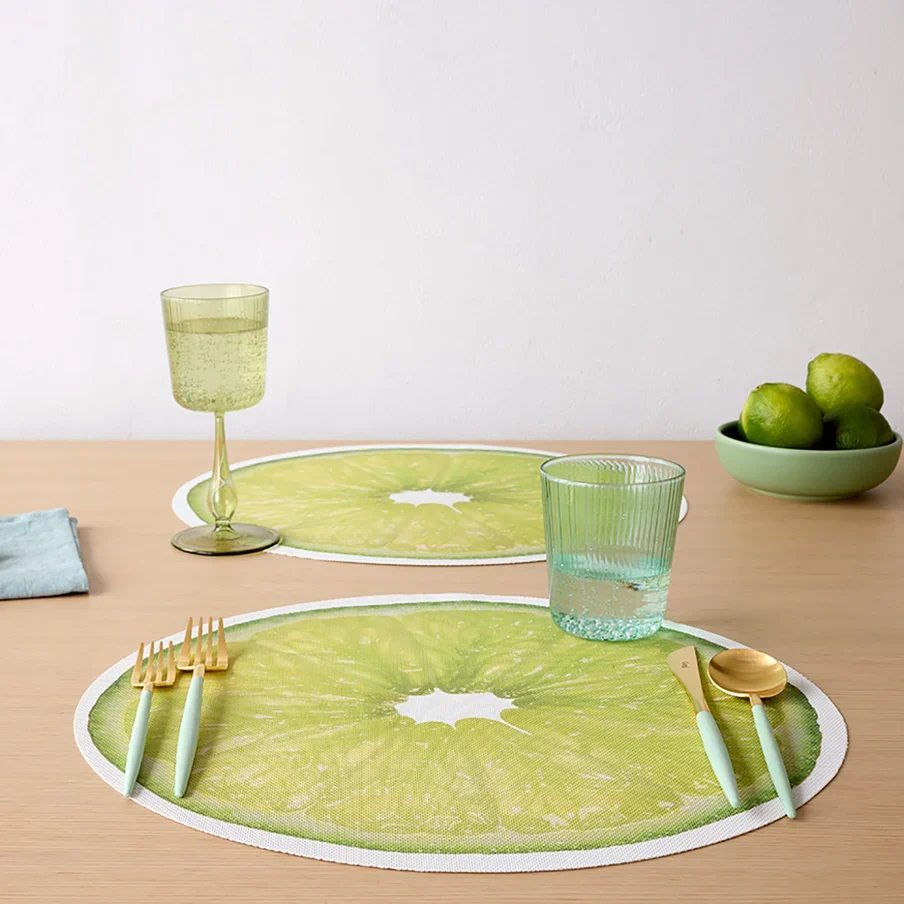 Chilewich Citrus Lime 15" Round In/Out Placemat (Set of 4) - Image 3
