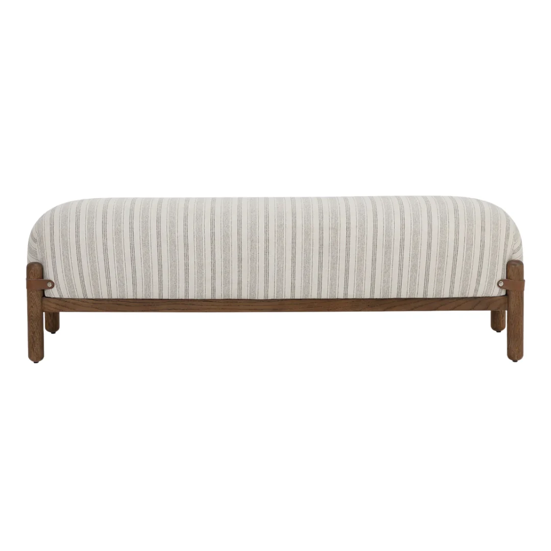 Cloud Oak Wood Upholstered Bench - Gifford Script - Image 2