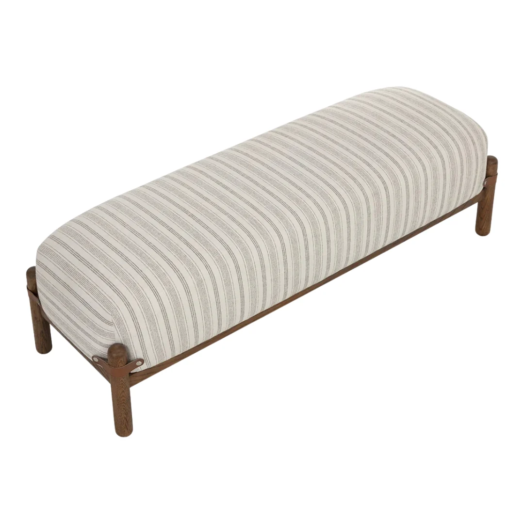 Cloud Oak Wood Upholstered Bench - Gifford Script - Image 3