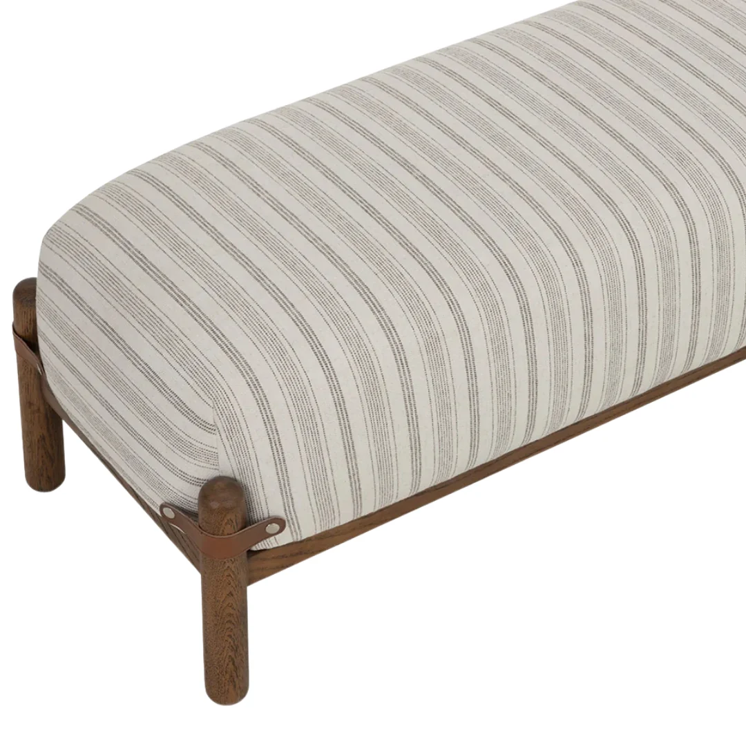 Cloud Oak Wood Upholstered Bench - Gifford Script - Image 4
