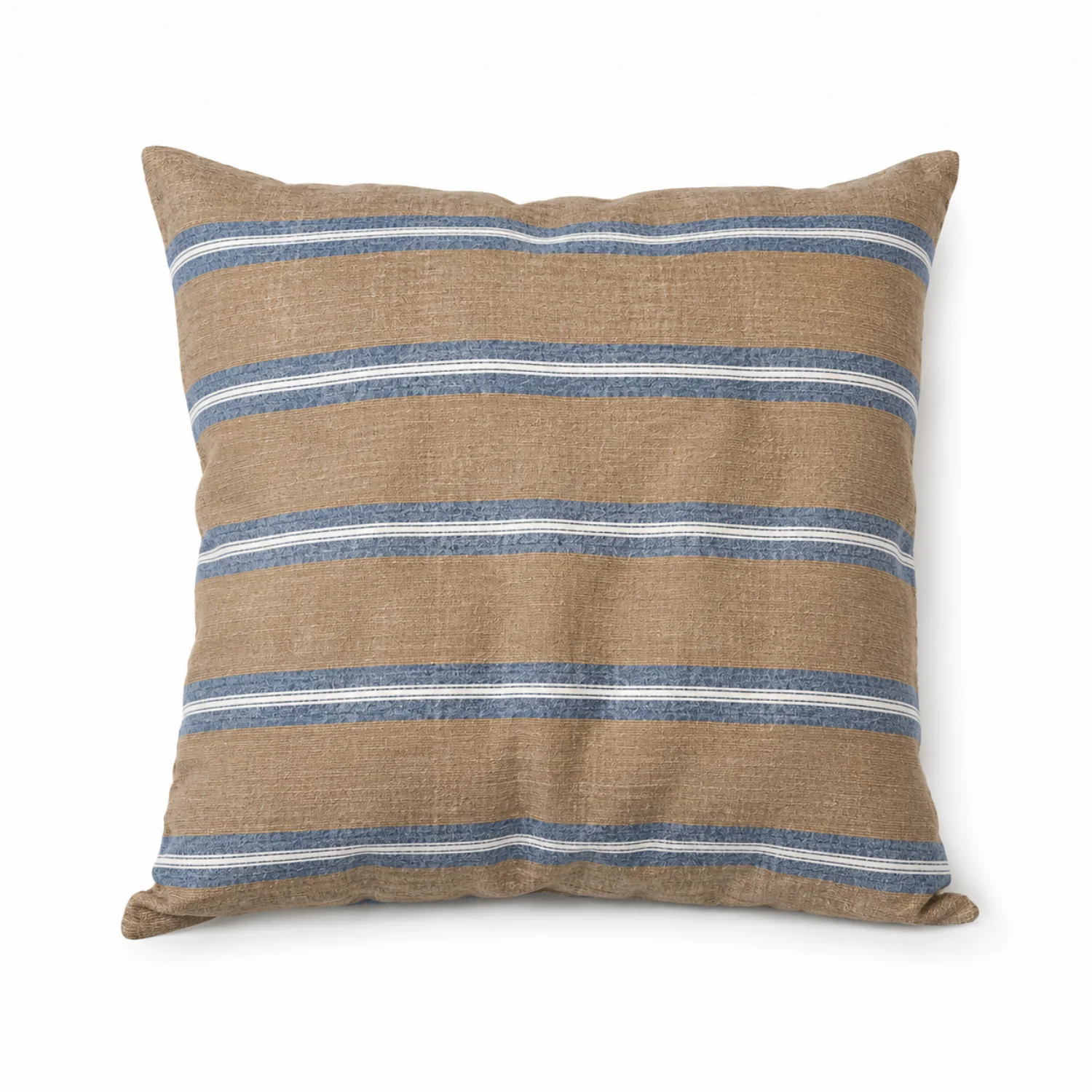 Costal Loft 26" Linen Euro Pillow Sham - Brown/ Blue/ White Stripe
