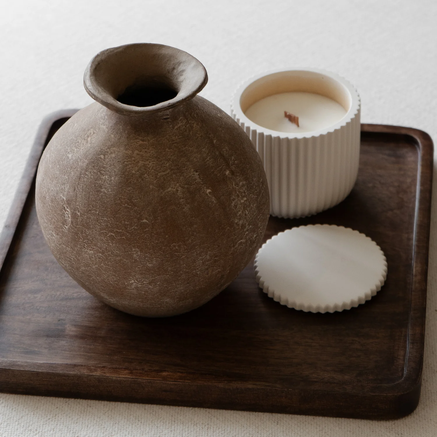 Cream Grooved Jar Wood Wick Candle - Orange + Ginger - Image 7