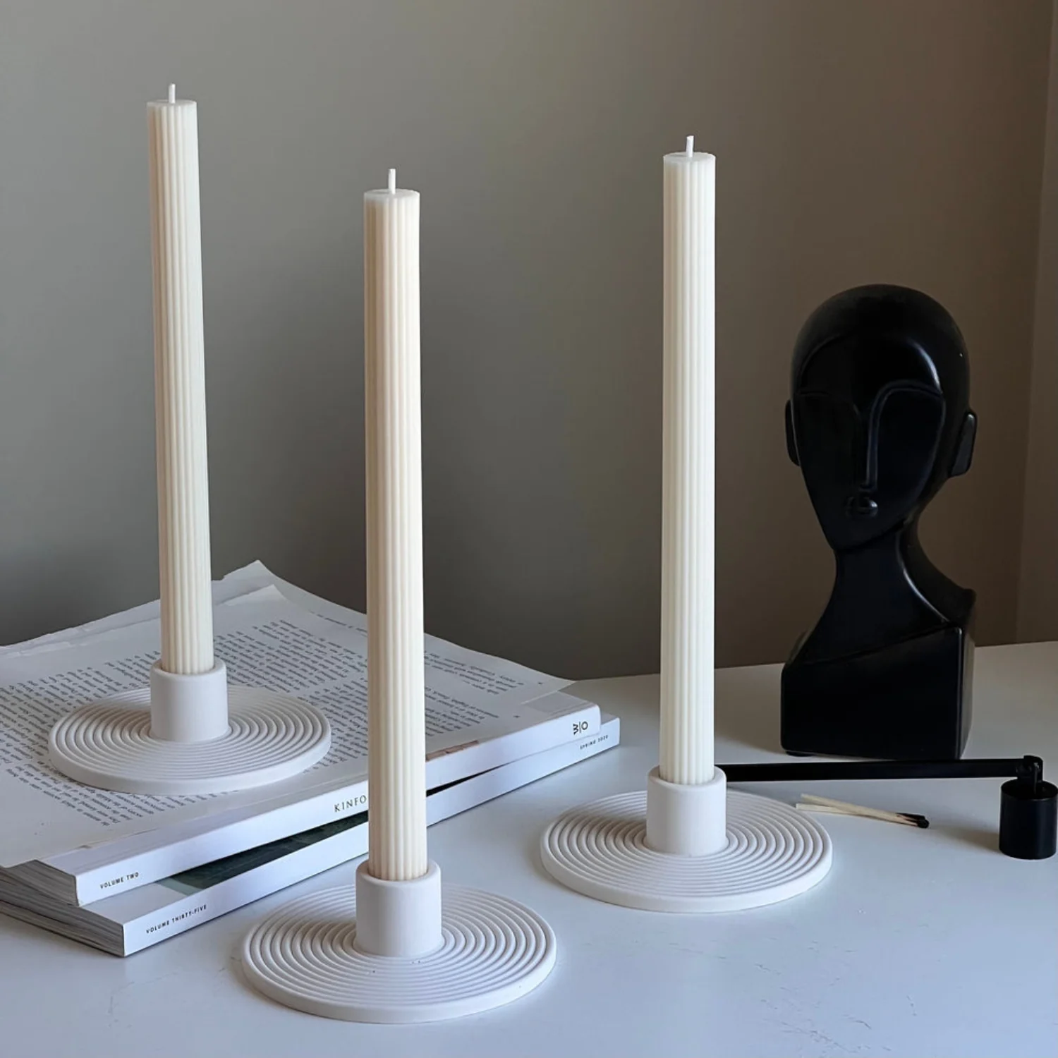 Cream Rings Candlestick Holder - Image 2