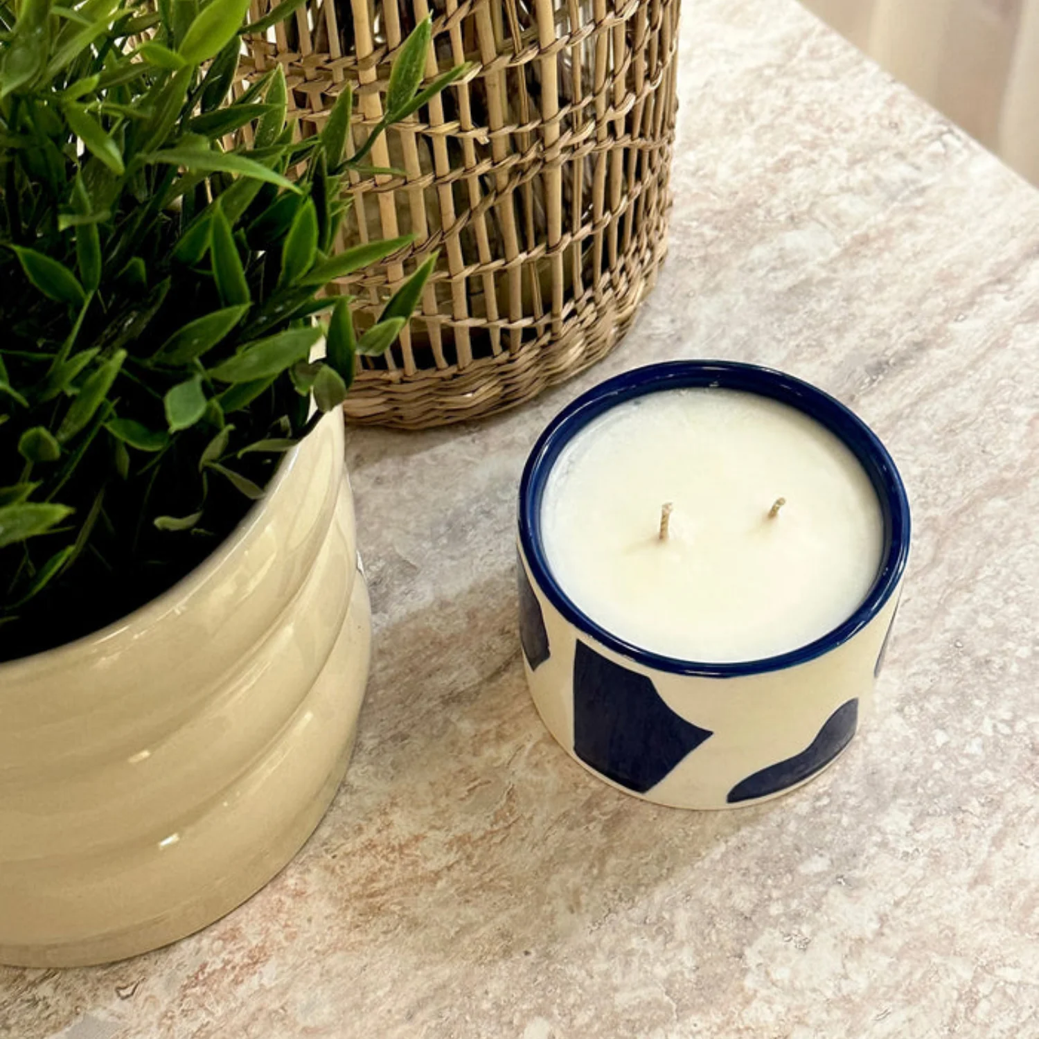 Geo Ceramic Candle Pot - Crisp Green Apple - Image 3