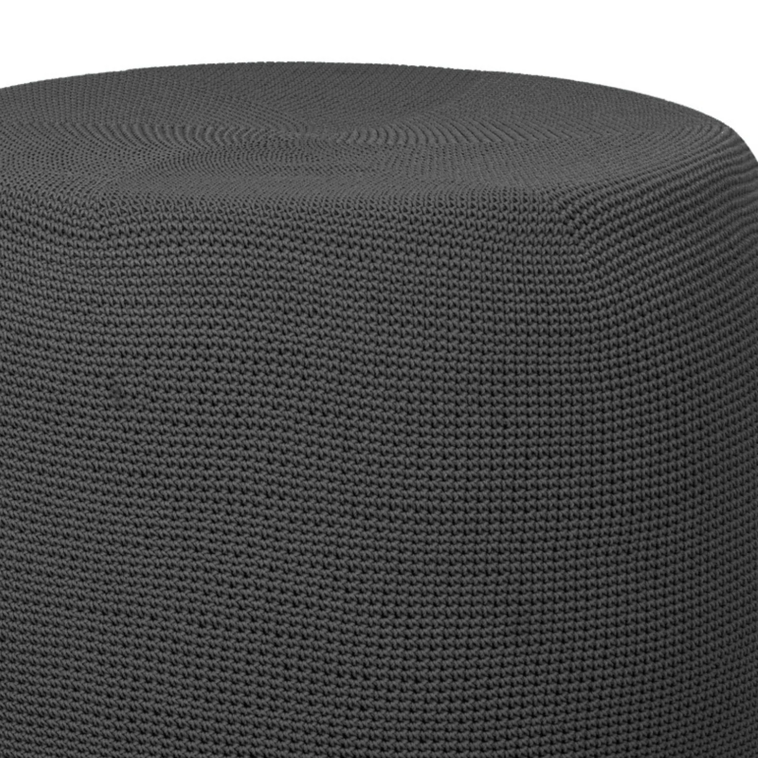 Crochet Charcoal Outdoor Pouf - Image 4