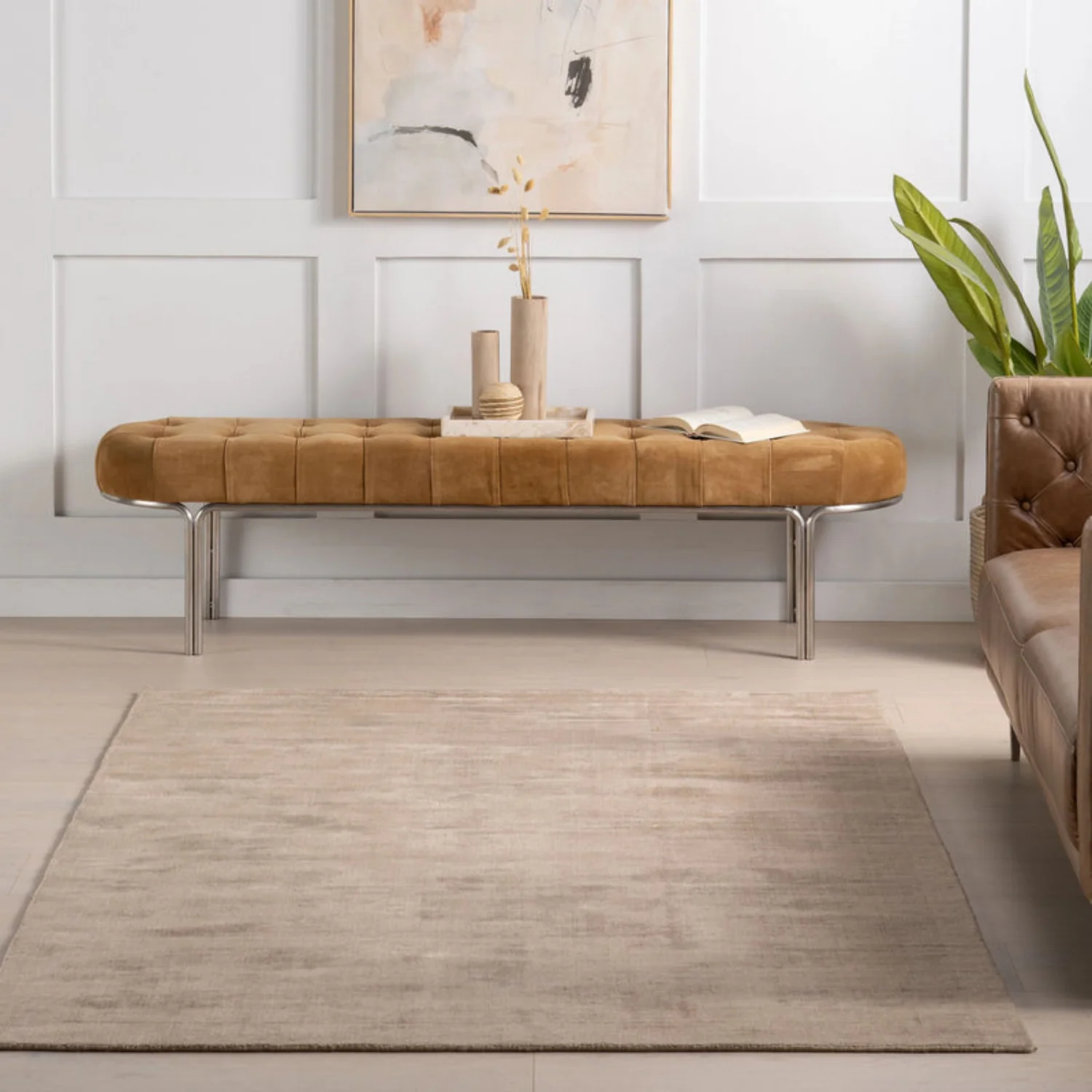 Dash & Albert Alva Hand Loom Knotted Wool/Viscose Rug - Taupe - Image 3