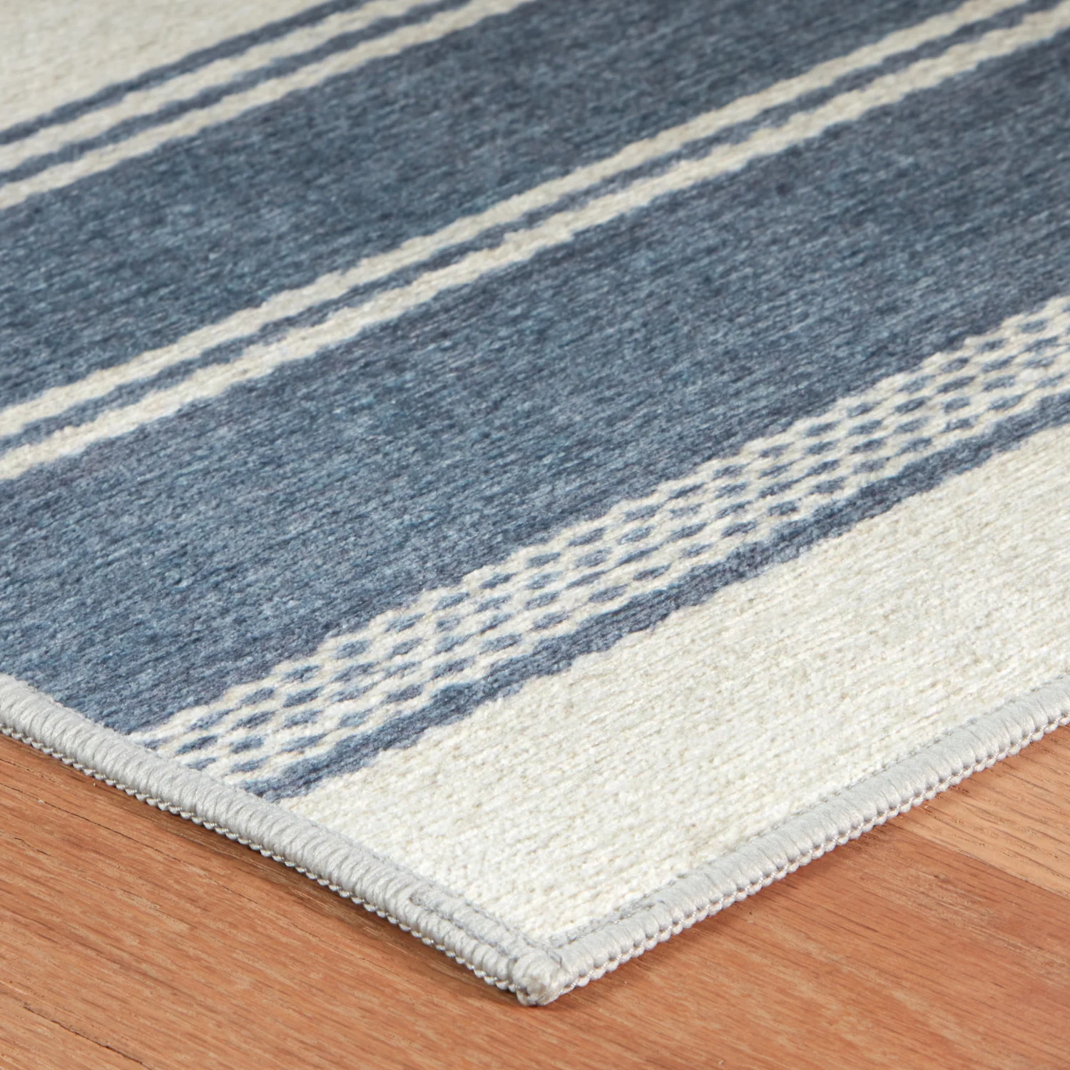 Dash & Albert Bowman Stripe Blue Washable Rug - Image 3
