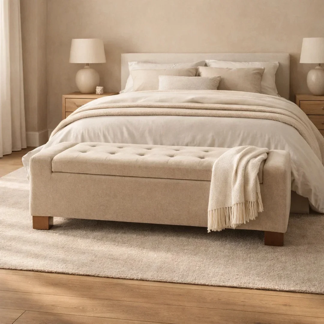 Dawson Tufted Storage Bench - Sand Matte Velvet - Image 2