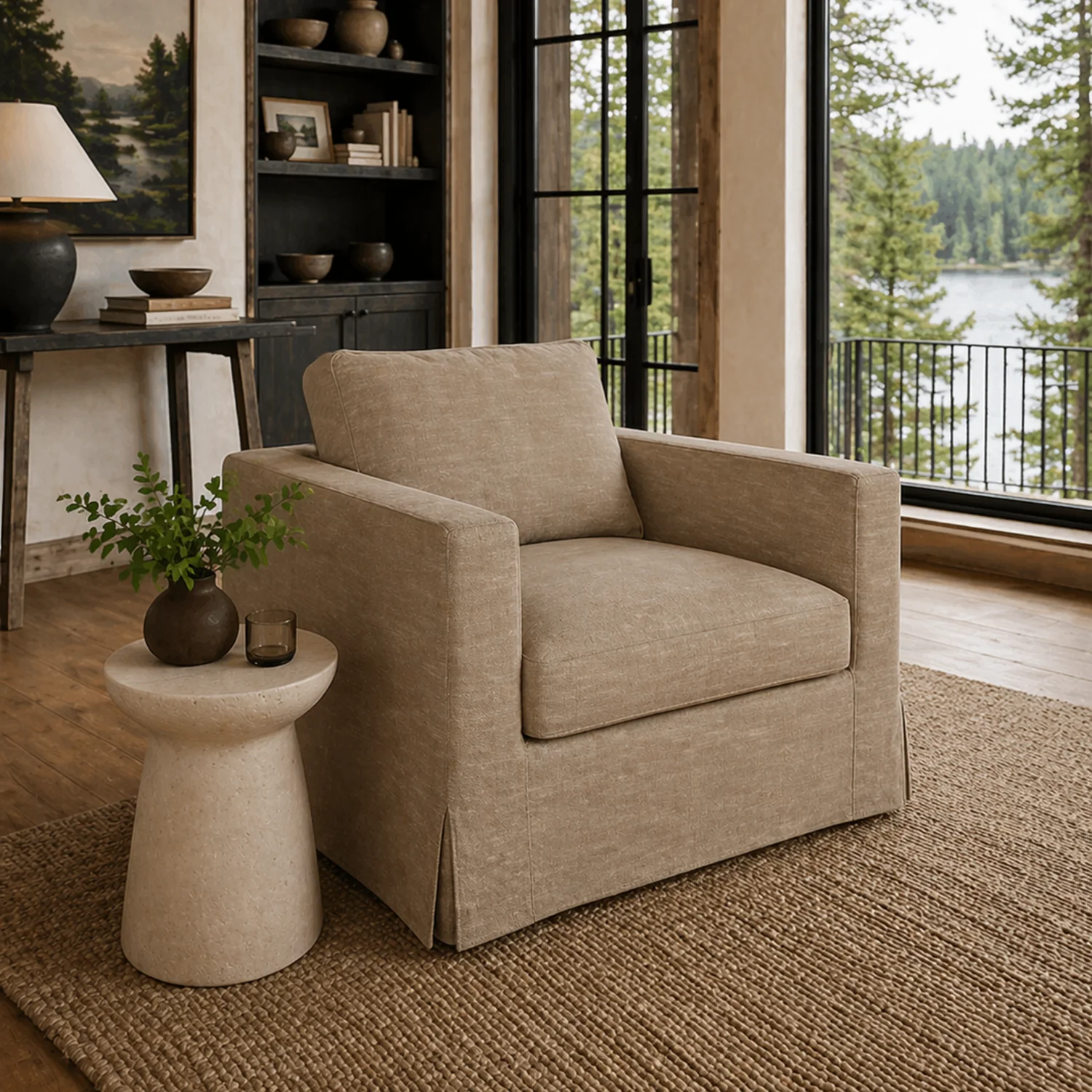 Denver Slipcover  Lounge Chair - Linen Brown - Image 2
