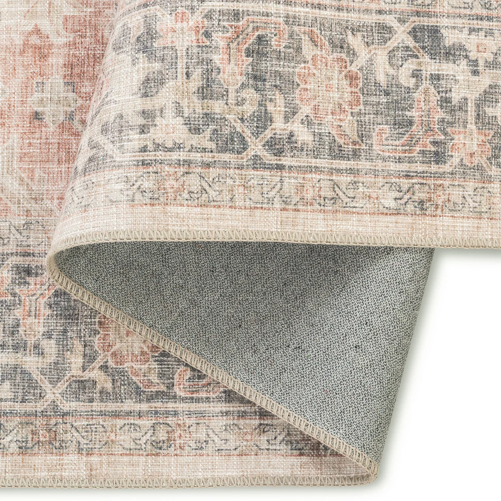 Distressed Medallion Multi/Burgundy Washable Rug - Image 2