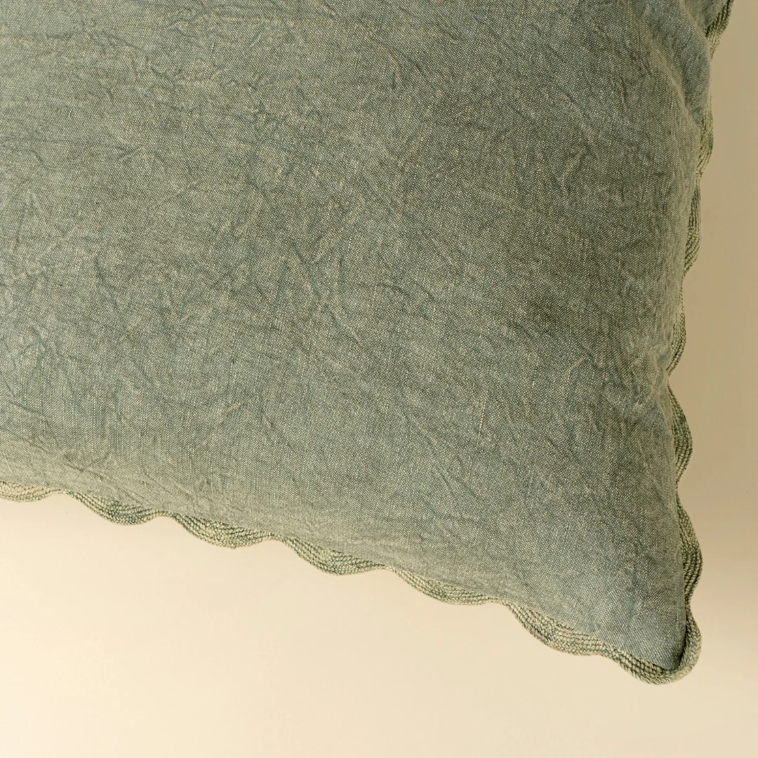 Distressed Scallop Toss Pillow - Sage Green - Image 2