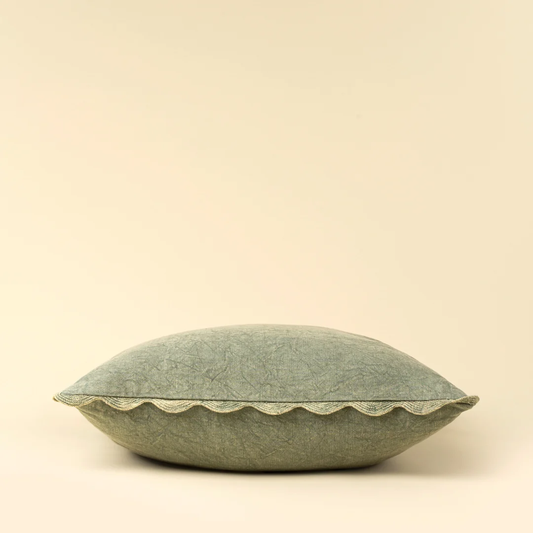 Distressed Scallop Toss Pillow - Sage Green - Image 3