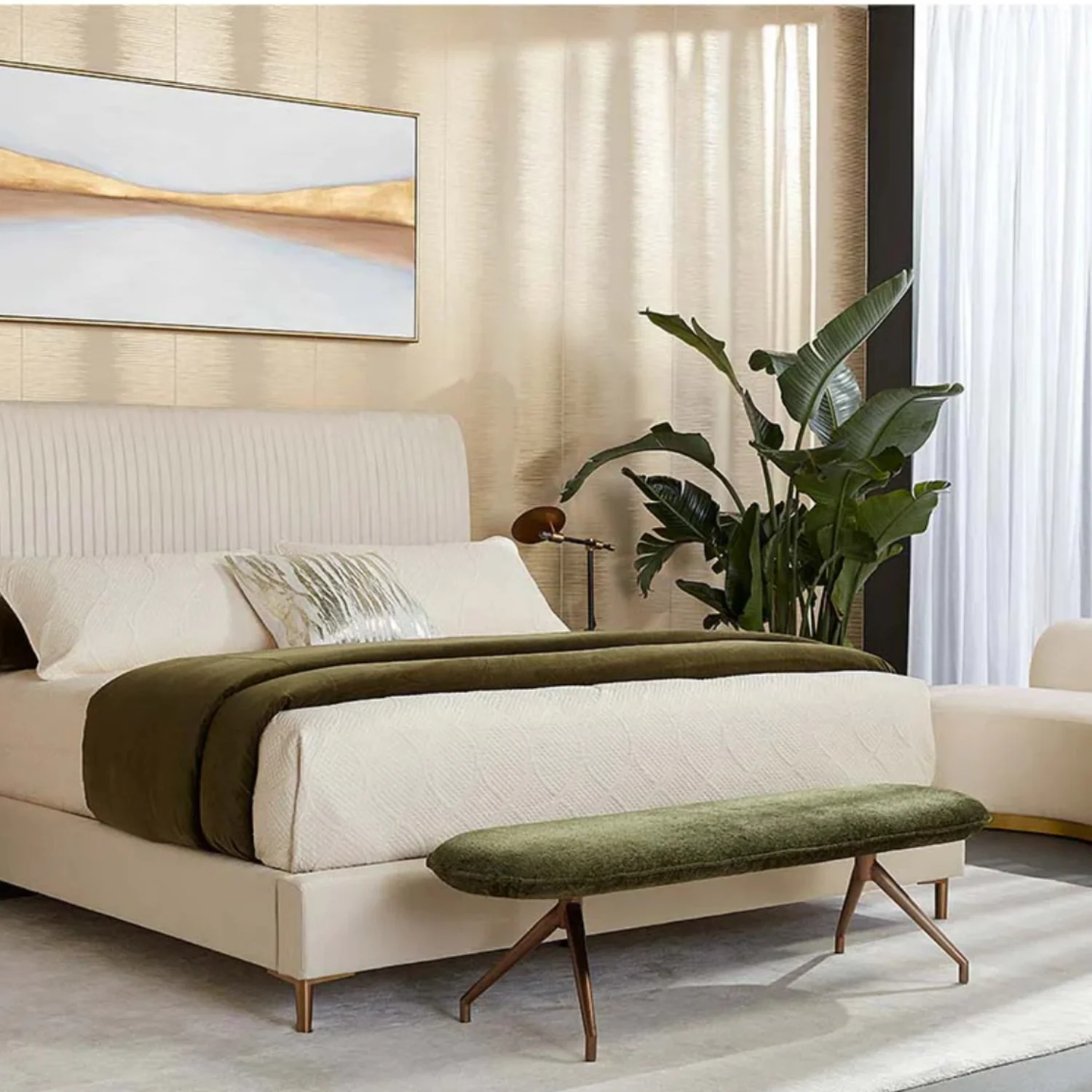 Elenor Olive Upholstered Bench - Image 2