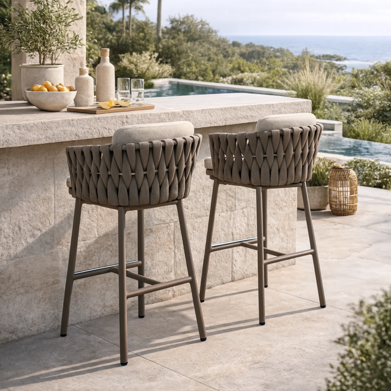 Elgin Outdoor Barstool - Mood Taupe - Image 2